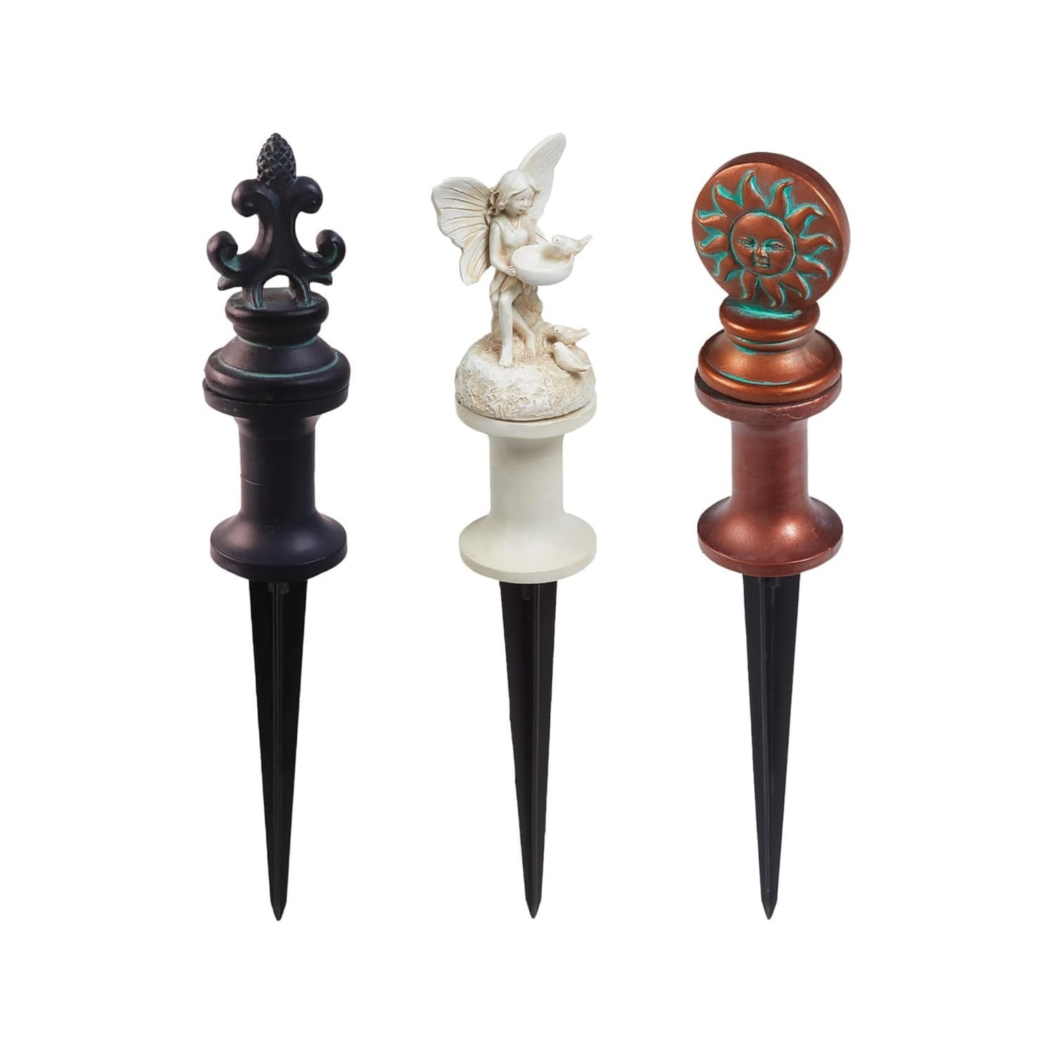 Angel Sar 11.7in L 3-Piece Decorative Roller Stake Bud Fairy Sun God Garden Hose Guide Set
