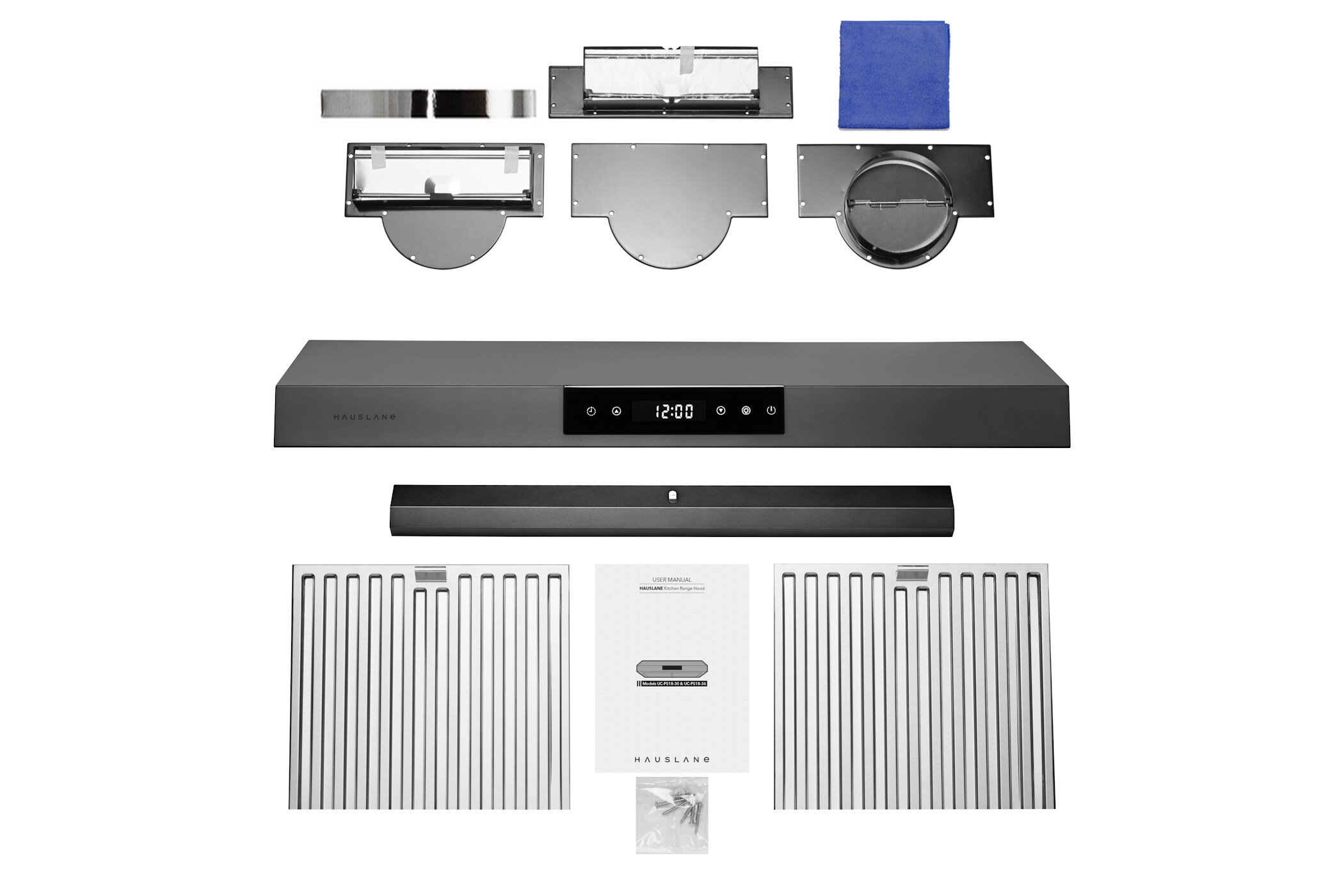 30-Inch Black Stainless Steel Under Cabinet Range Hood with Touch Screen