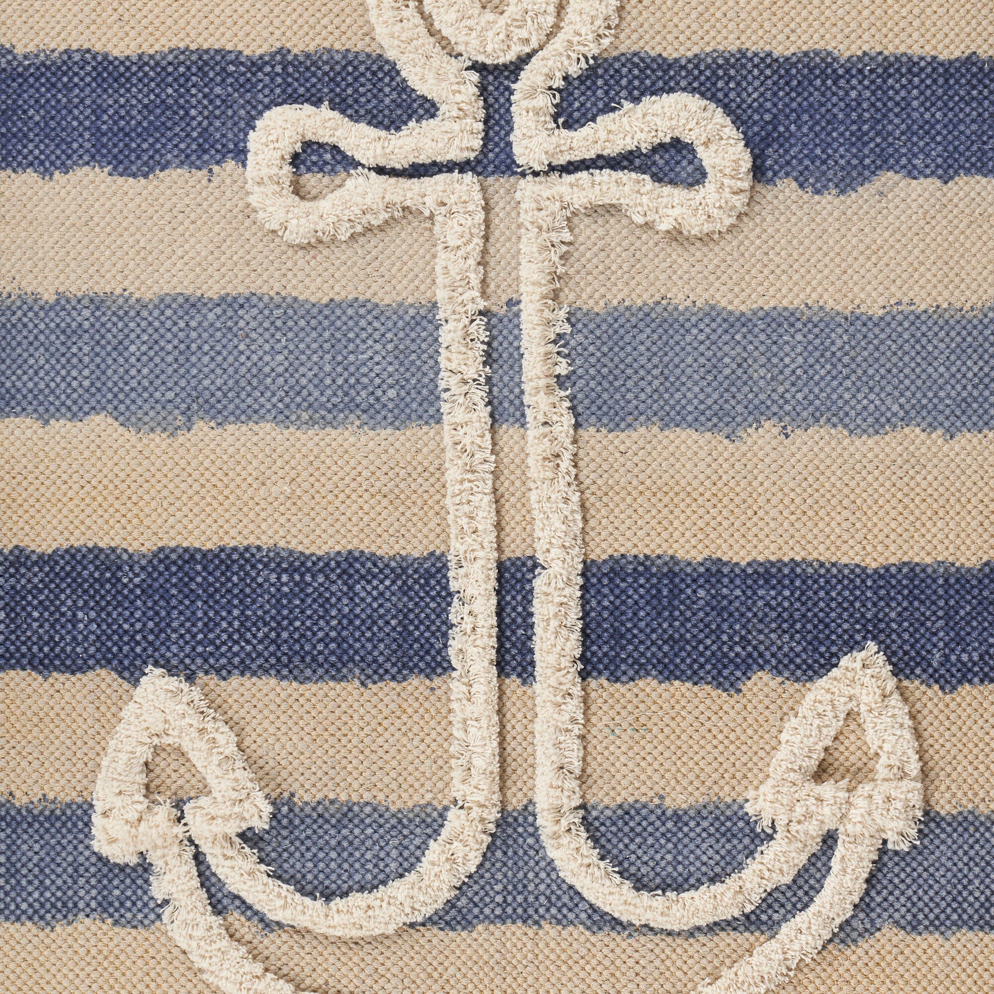 Handmade Nautical Tufted Cotton Accent Rug 45" x 30" - Blue Stripe