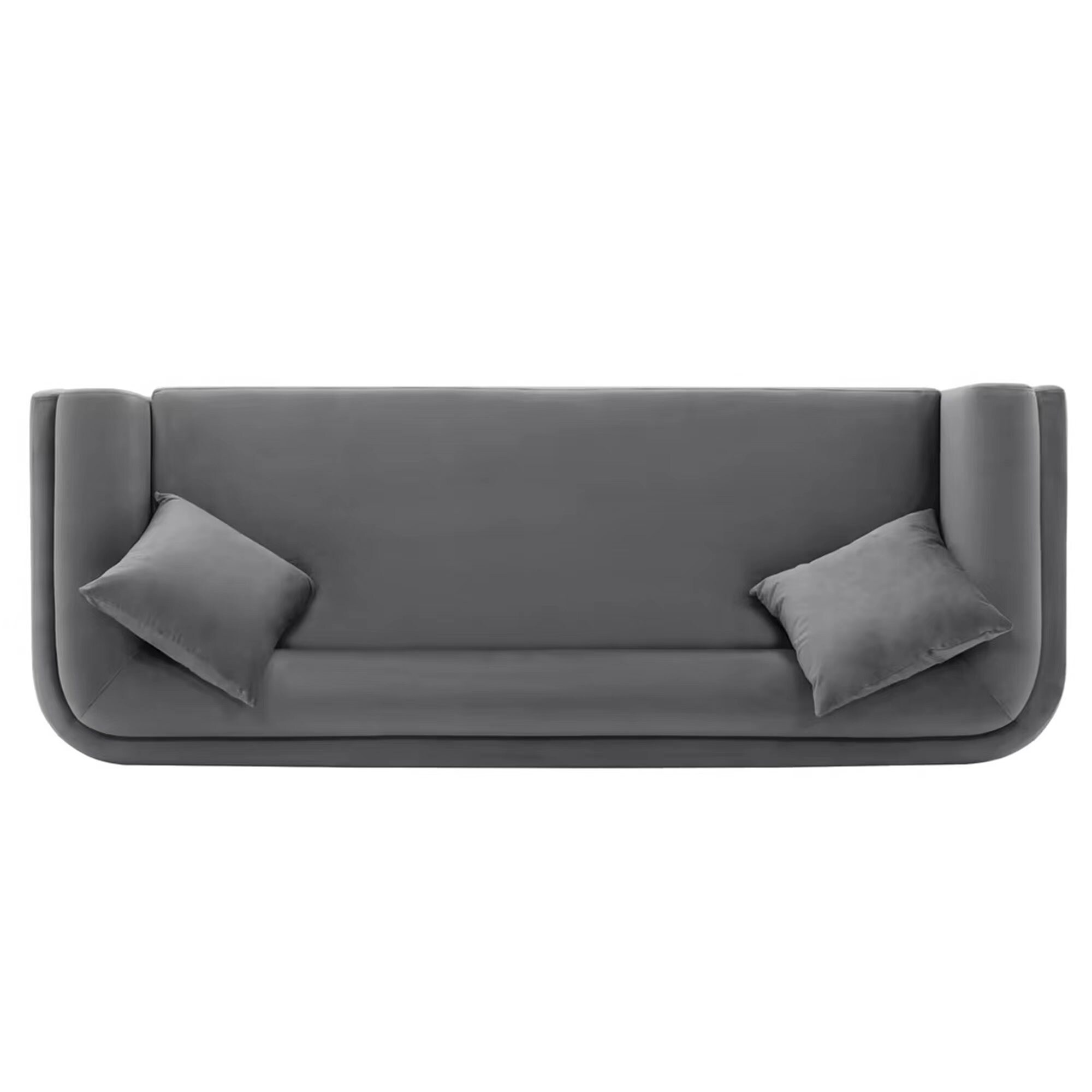 Edmonda Dark Gray Velvet Upholstered Sofa with Pillows