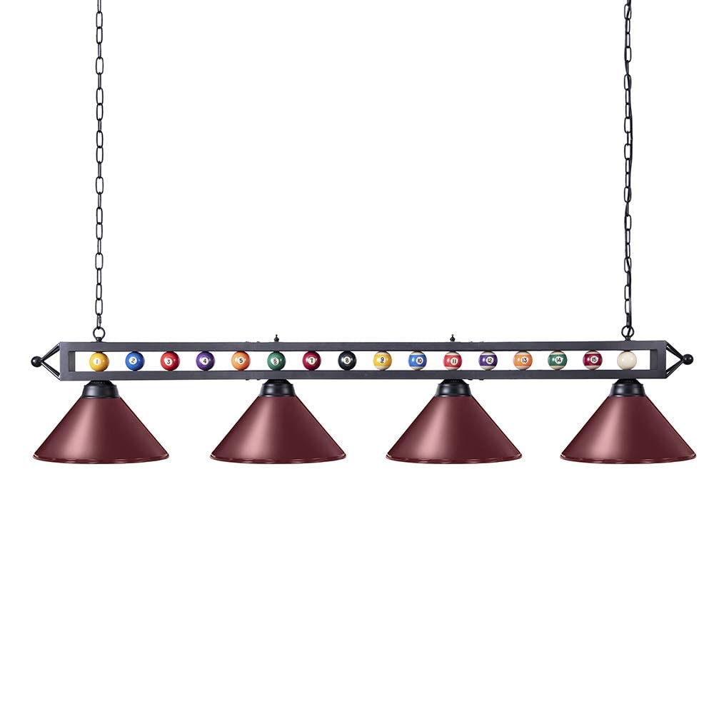 Lukvuzo  Pool Table Light 4 Light Billiard Lighting Fixture for Game Room Kitchen Island Bar Man Cave Adjustable Chain Metal Shade