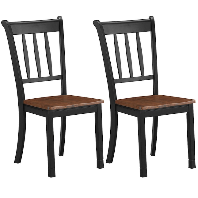 Wellfor Black Solid Wooden Dining Chair, Solid Wood Dining Chairs With Arms