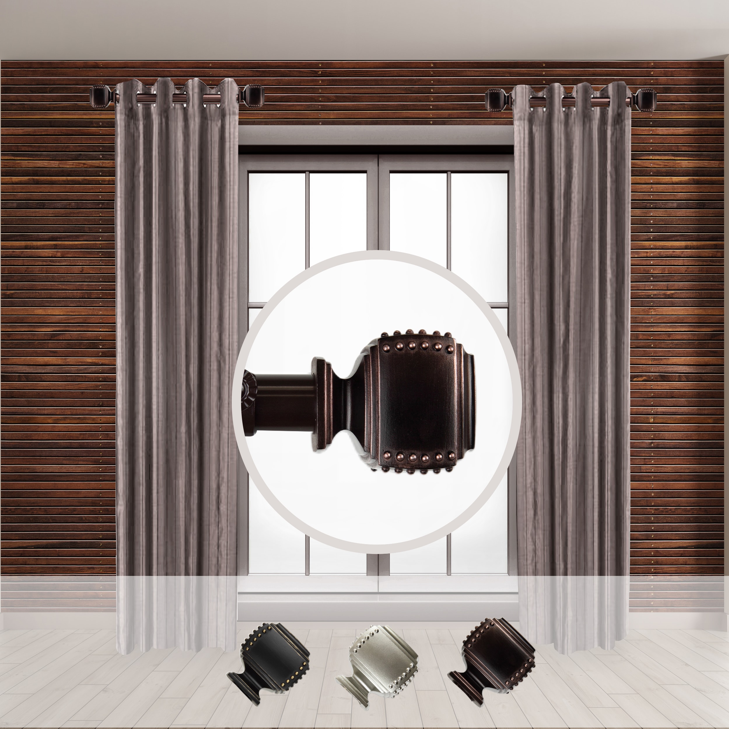 Hart & Harlow LO-SIDE100-27-9 Beryl 1-in 12-in to 20-in Bronze Steel Side curtain rod with Finials