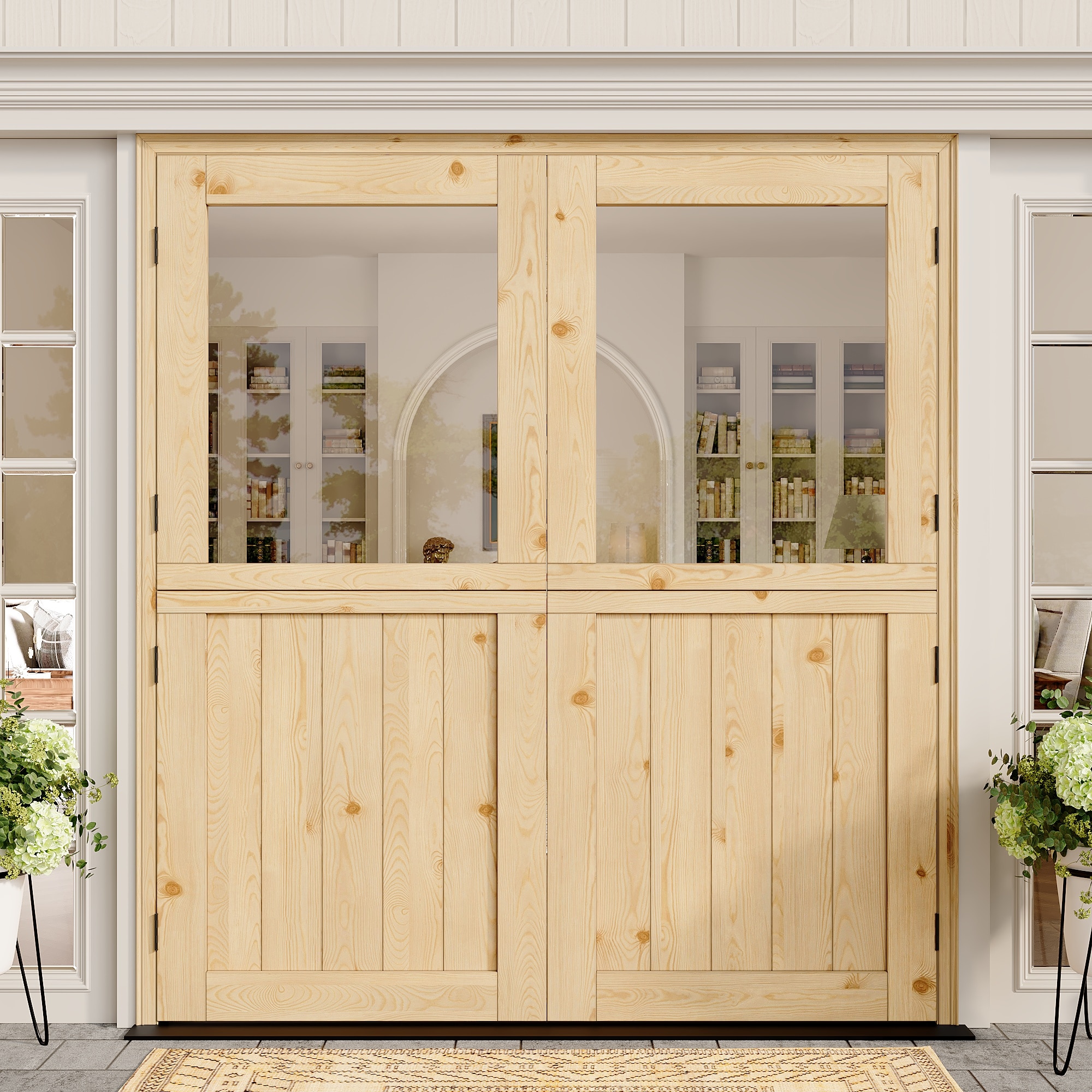 JUJUBON Universal Reversible Pine Single Hinged Wood Screen Door
