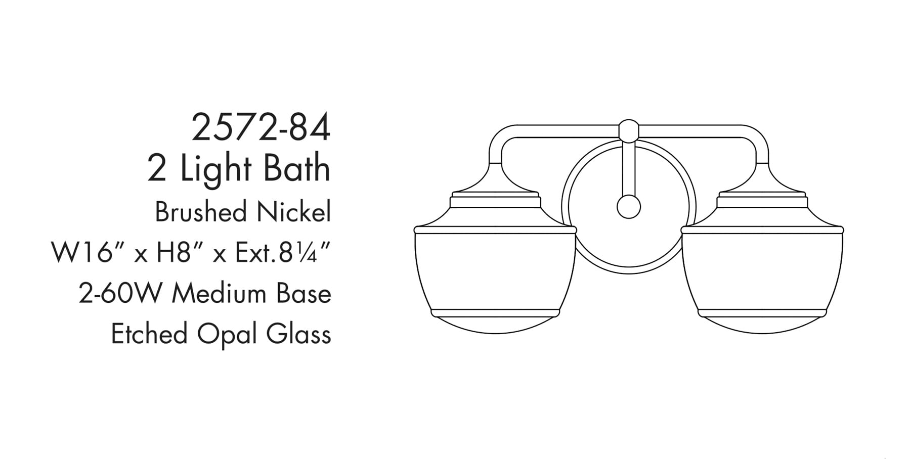 Cornwell Brushed Nickel and Opal Glass 2-Light Bath Vanity