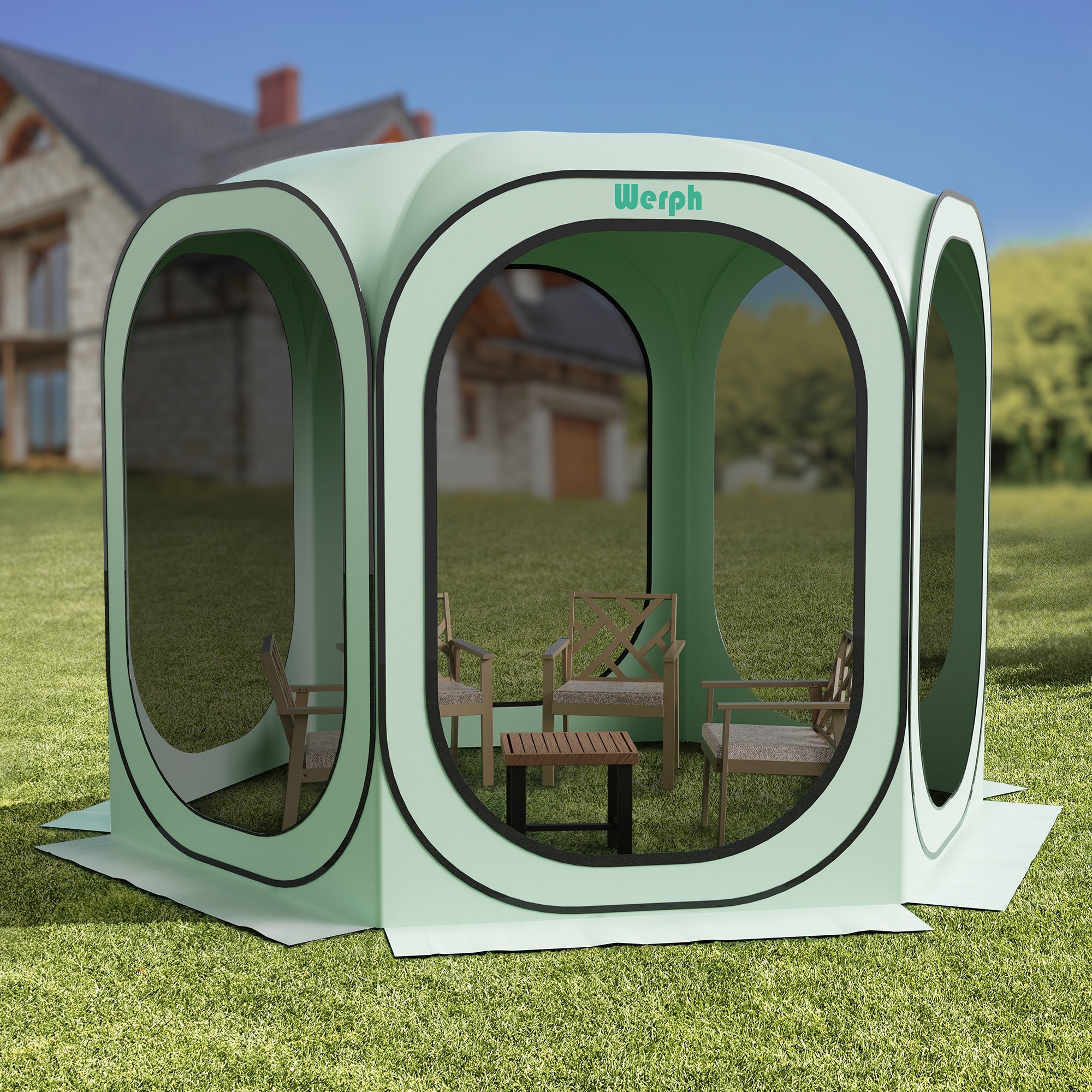 Werph ST010G 10-ft x 10-ft Pop up tent Green Gazebo with Soft Top Roof