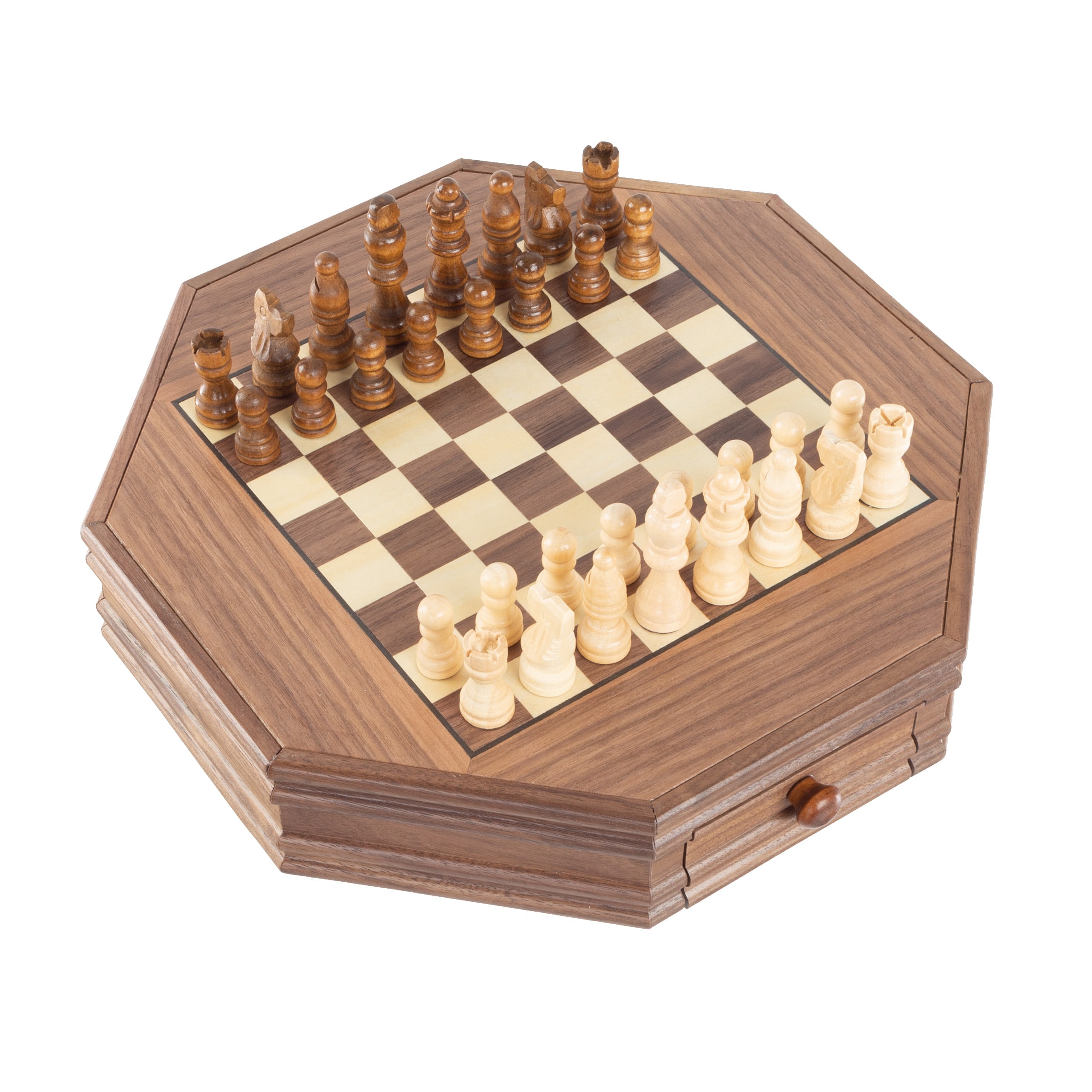 Best Buy: Trademark Games Octagonal Chess Set Wooden Chessboard