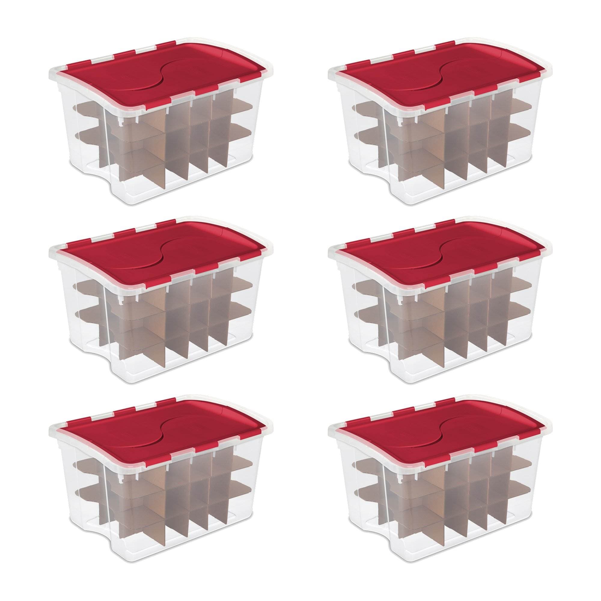 Sterilite Holiday Stack & Carry 2-Layer Ornament Storage Box - Clear/Red, 1  ct - Kroger
