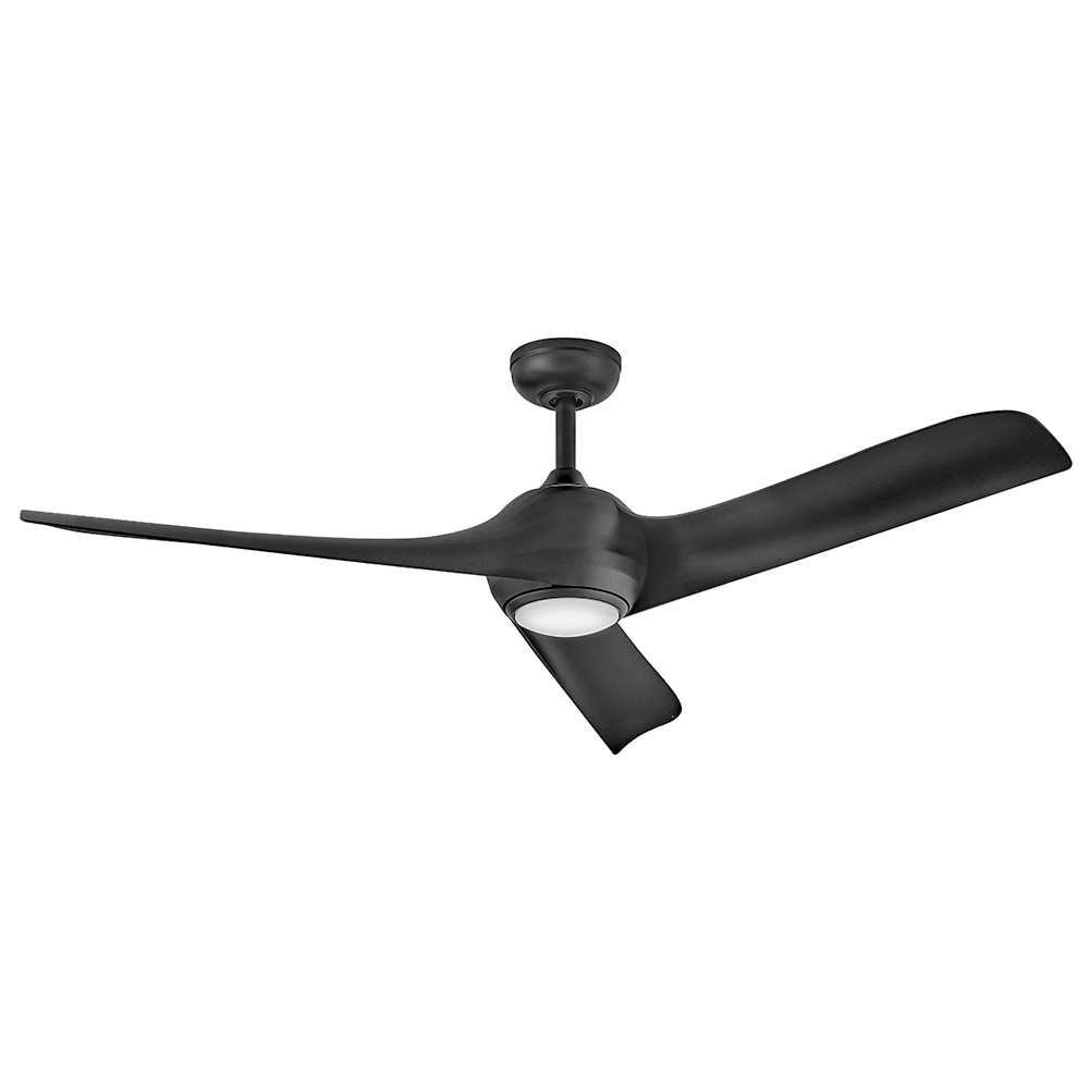 Hinkley 907256FMB-LDD Tiburon 56-in Integrated LED Outdoor Smart Matte Black with Matte Black Blades Ceiling Fan With Light - Remote Included ( 3 -Blade )