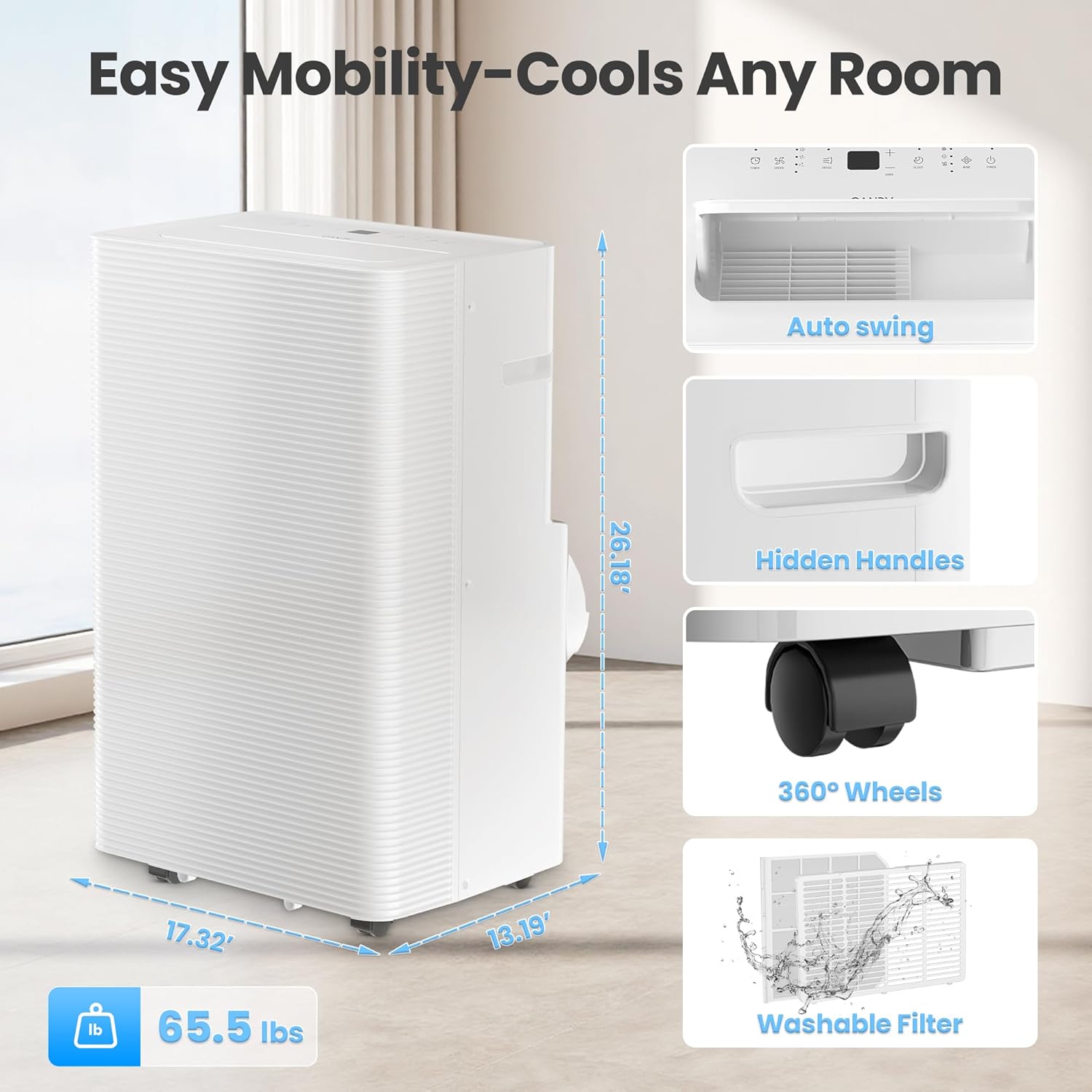 Candy 14000 BTU Portable Air Conditioner for Rooms up to 700 Sq.Ft Sansujyuku sansujyuku.com
