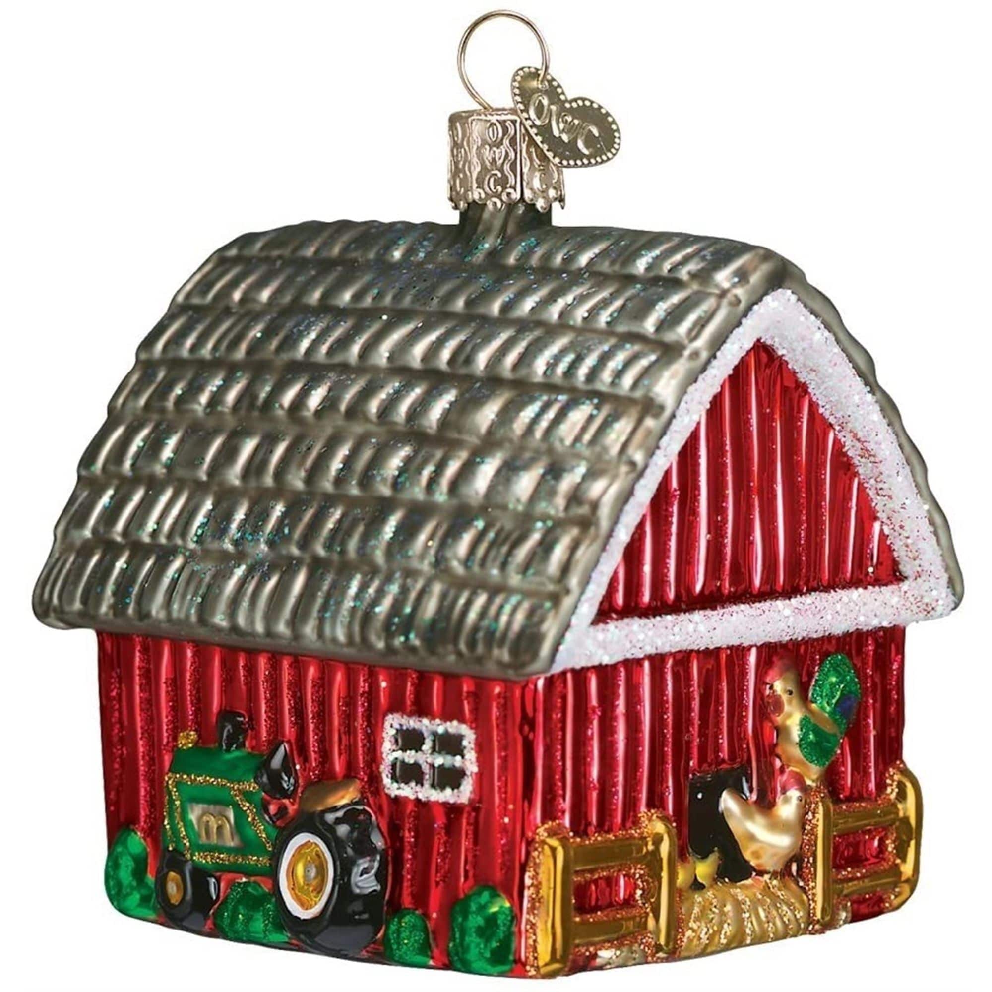 Old World Christmas 729343200143 Glass Blown Ornament for Christmas Tree - Barn