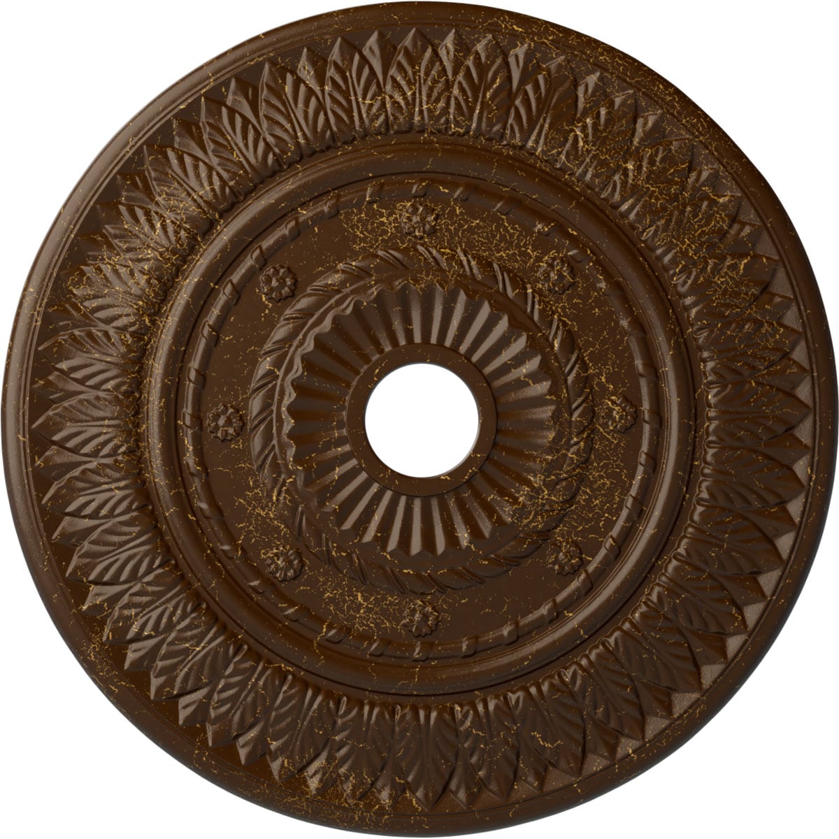 Ekena Millwork CM26LFRBC Leaf 26.75-in W x 26.75-in L Painted Root Beer Crackle Polyurethane Whole Ceiling Medallion