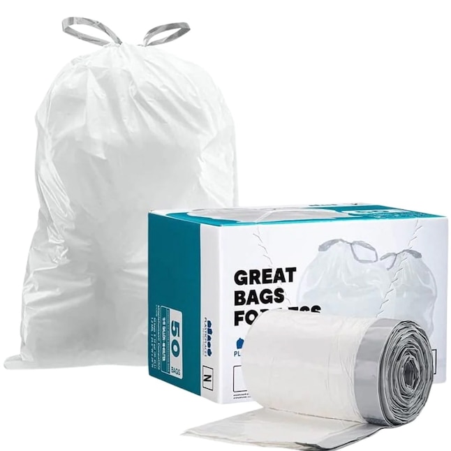 Plasticplace 13-Gallons White Plastic Kitchen Drawstring Trash Bag (50-Count)  in the Trash Bags department at