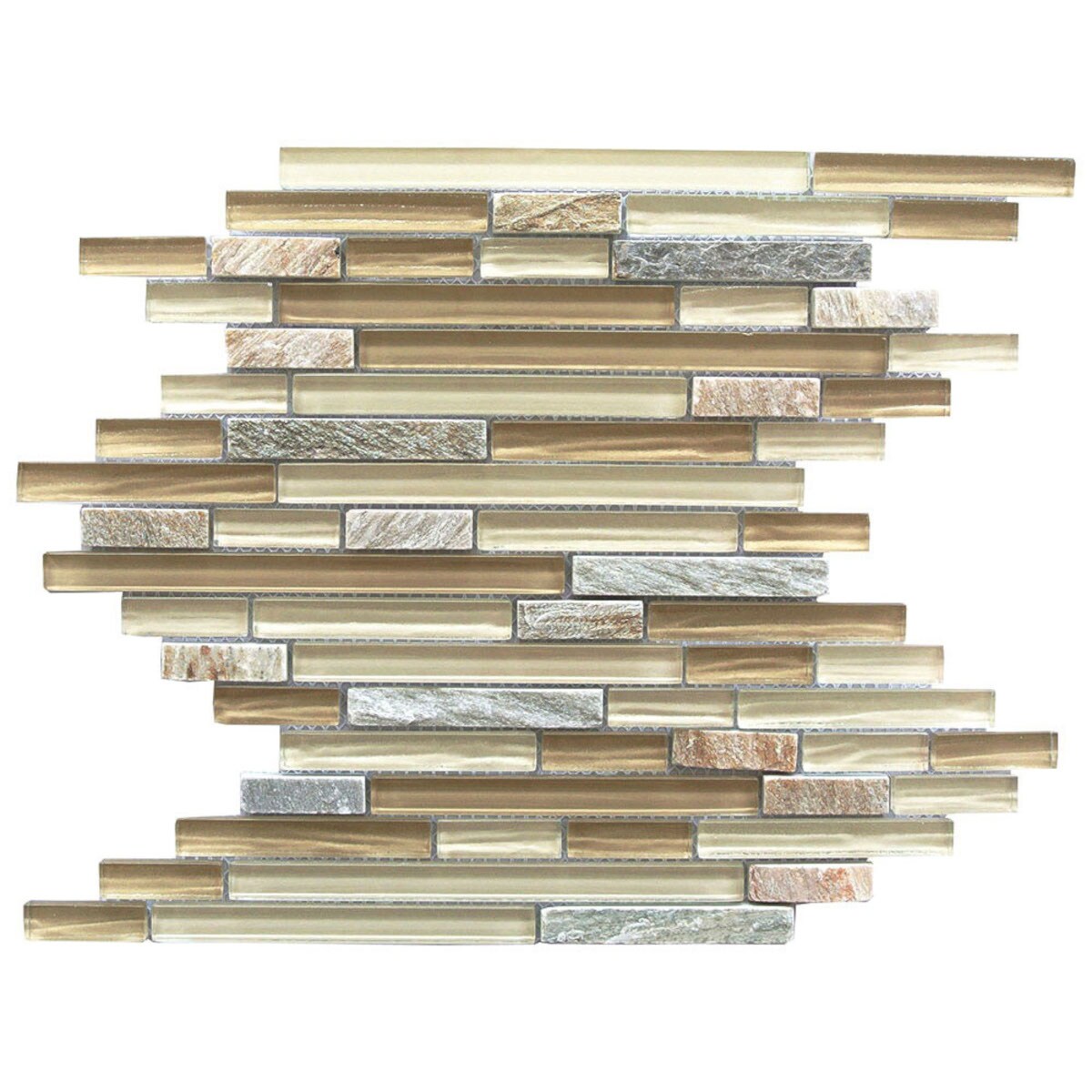 Abolos LWSBARK-CALIFORNIA-SAMP Sample - New Era California/Multi Finish 12-in x 12-in Multi-finish Glass/Metal/Stone Mosaic Floor and Wall Tile