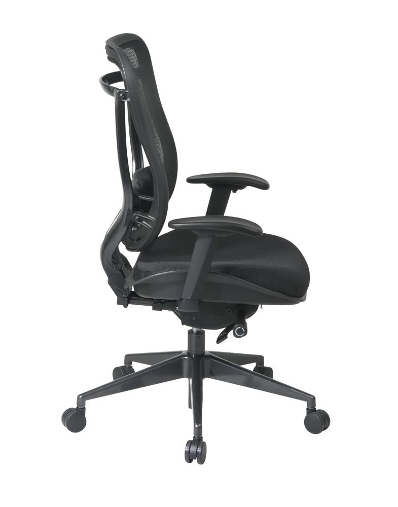 Executive High-Back Ergonomic Swivel Chair in Black and Gunmetal Mesh