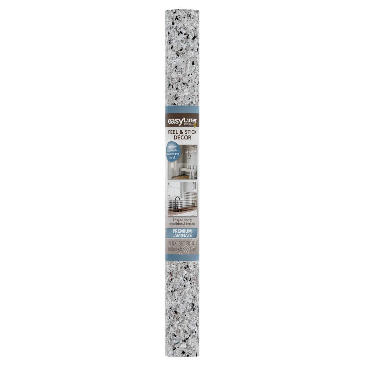 Duck 288049 EasyLiner Peel Stick Decor Premium Removable Adhesive 20-Inches x 18-ft Grey Granite Shelf liner
