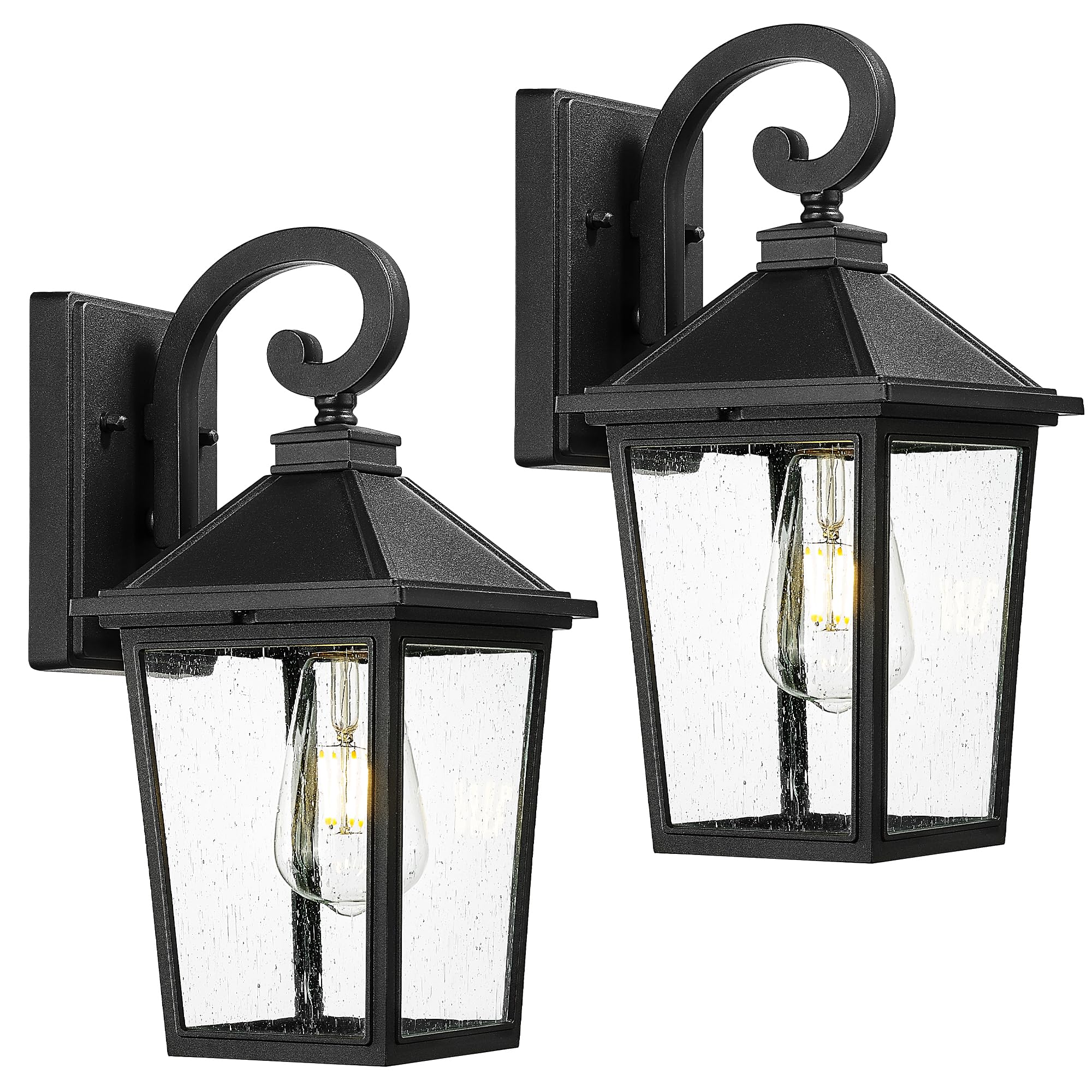 LTMATE LS5HX100B-2PK BK JAZAVA 2 -Pack 1 -Light 14-in H Matte Black Hardwired Outdoor Wall Light