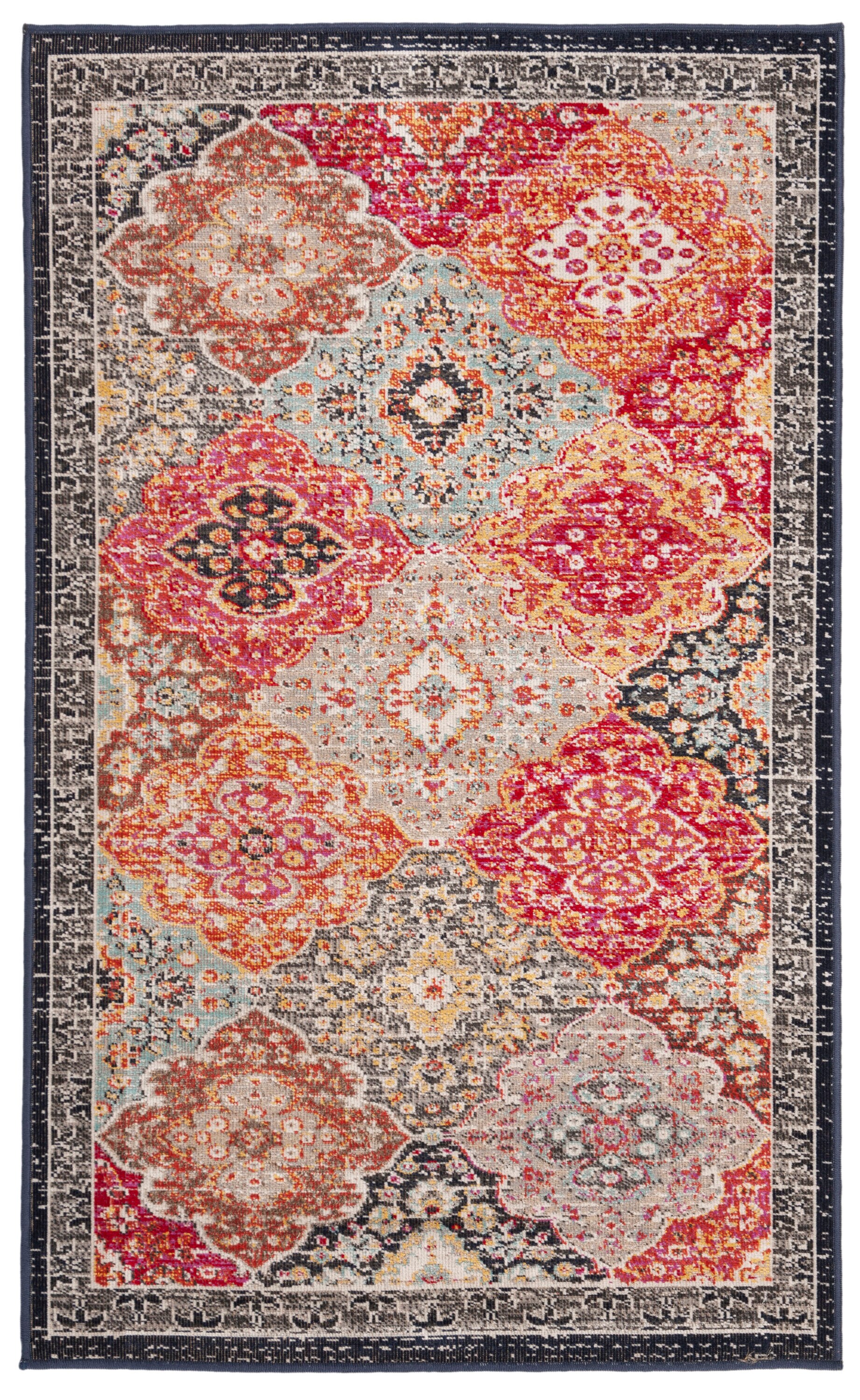Reversible Red Synthetic Rectangular Easy-Care Area Rug, 3' x 5'