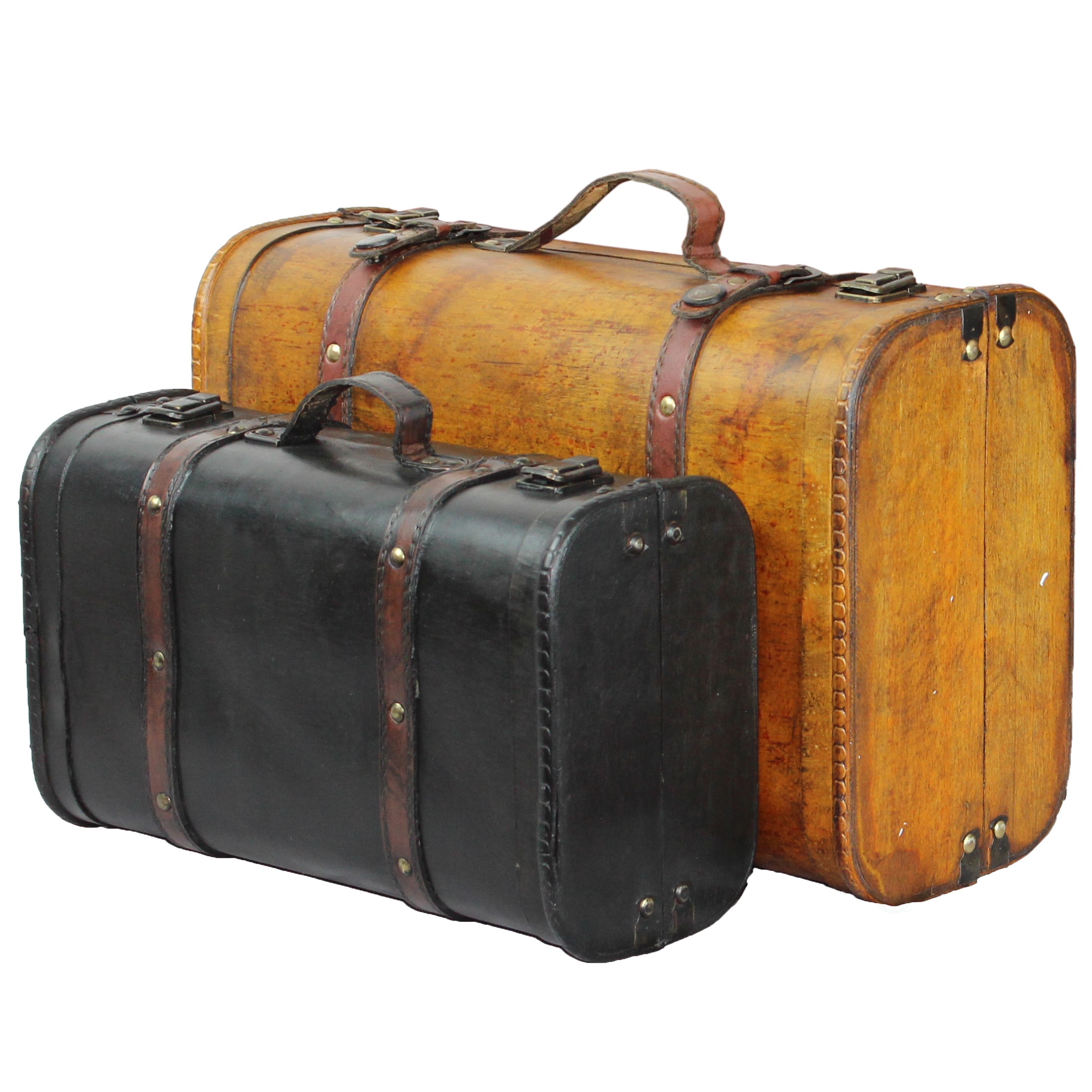 World Traveler Vintage 4 Piece Faux Leather Luggage Suitcases Nice & Clean  w/key