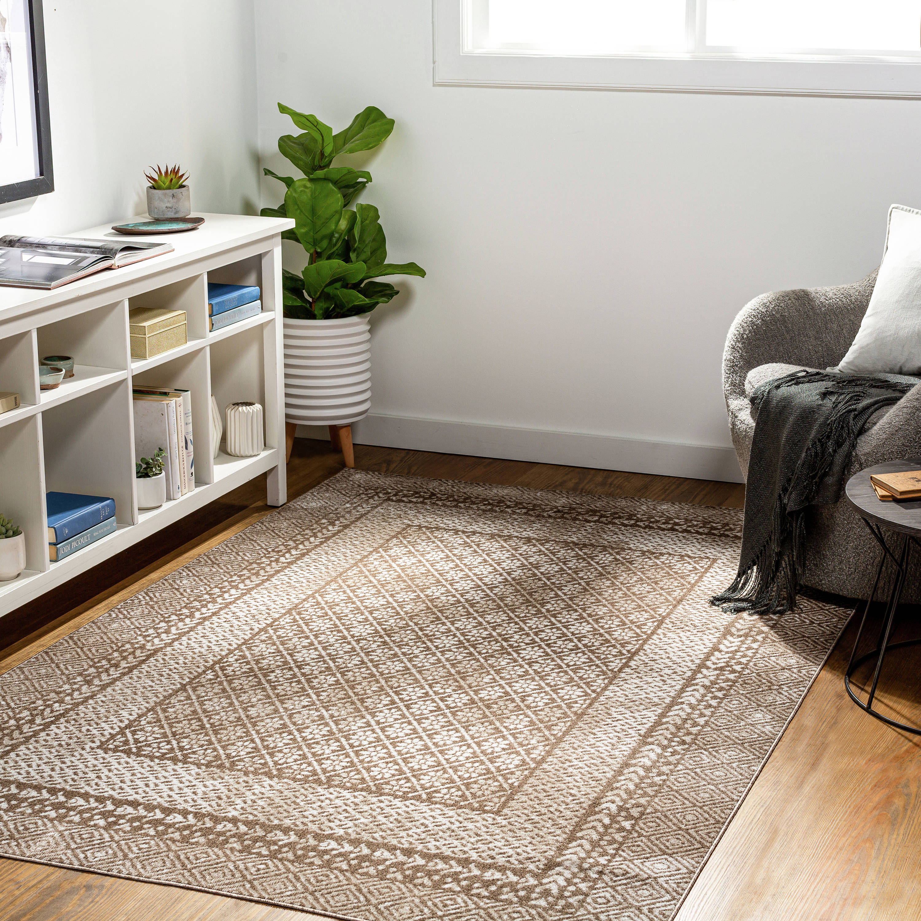 Artistic Weavers LVR2309-679 Lavadora 7 X 9 Cream Indoor Border Oriental Machine Washable Area Rug