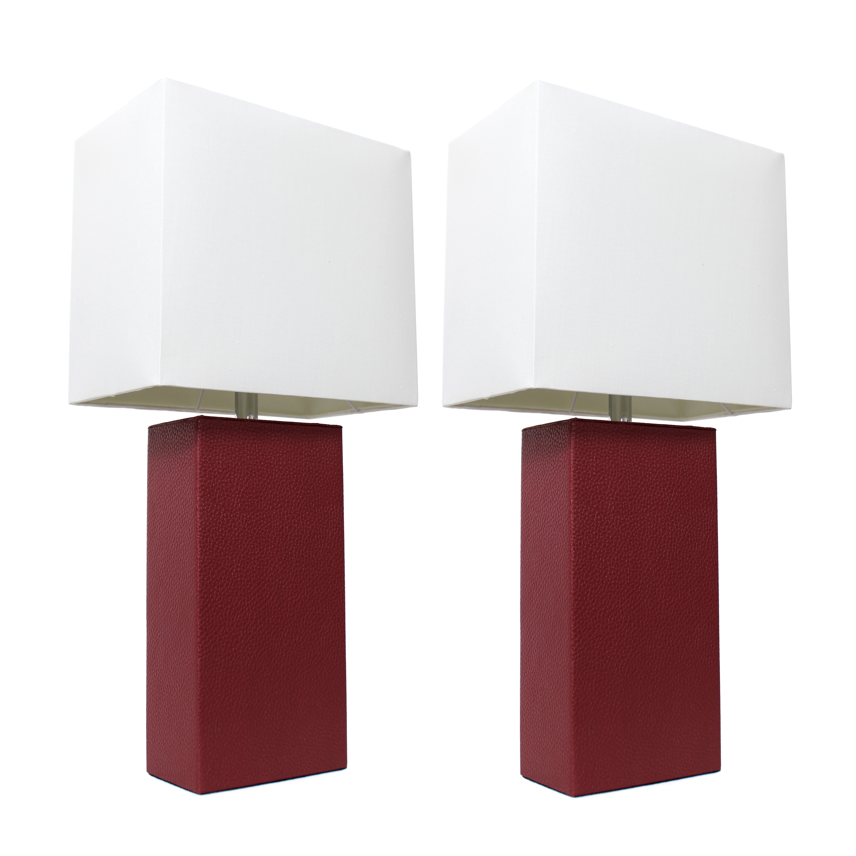Lalia Home LHT-3008-RE-2PK Lexington 21-in Red/White Shade LED On/Off switch Table Lamp with Fabric Shade 2 -Set