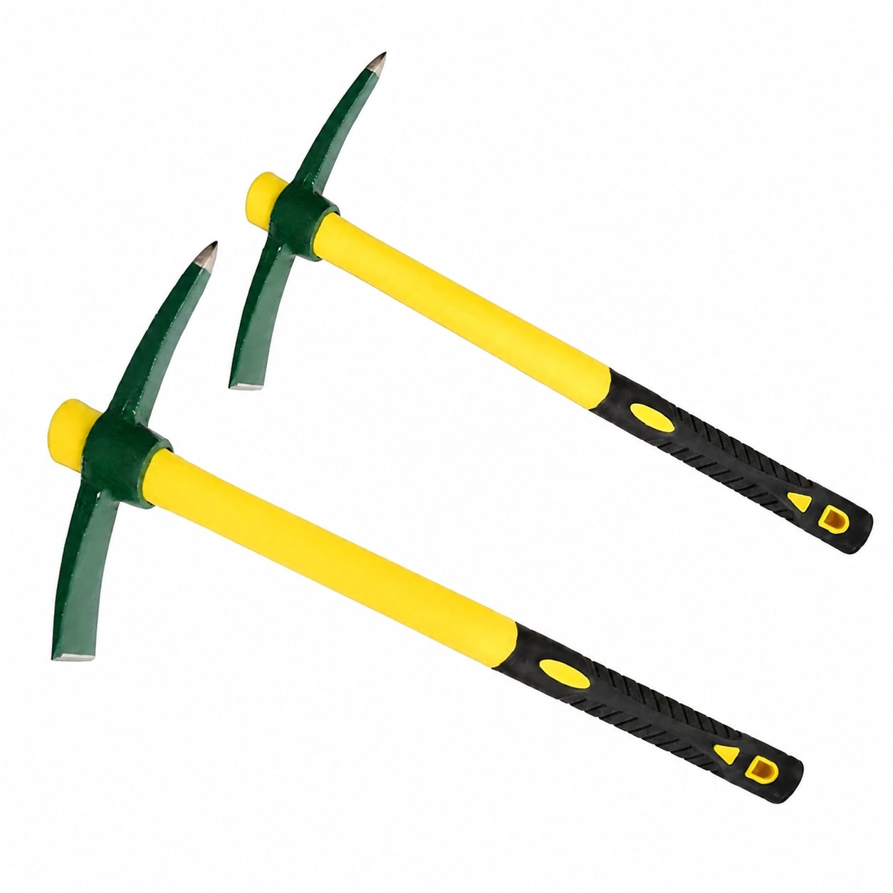 Anqtovp  2 pcs 18 Inch Garden Pick Axe Steel Forged Mattock Hoe with Fiberglass Handle for Digging Weeding Loosening Soil Flower Beds and Camping