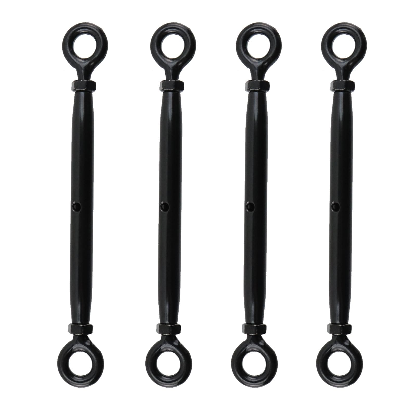 Vrbgify  M5 Eye to Eye Turnbuckle Stainless Steel Heavy Duty Cable Tensioner Black Finish Set of Four durable home and garden