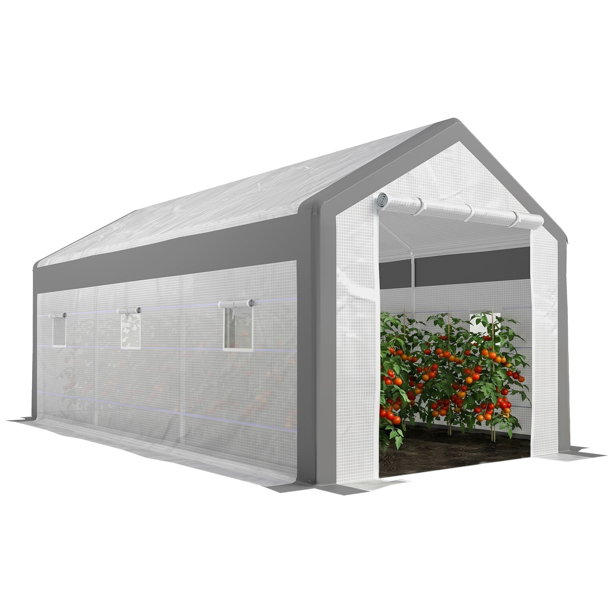 Tinyhomie - 20 Foot by 10 Foot by 9 Foot Walk in Greenhouse Outdoor Gardening Canopy with Roll Up...