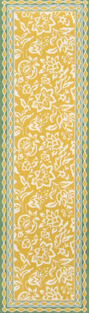 Momeni UNDERUND-2YEL2380 Under A Loggia 2 x 8 (ft) Hooked Polypropylene Yellow Rectangular Indoor/Outdoor Floral/Botanical Coastal Runner rug