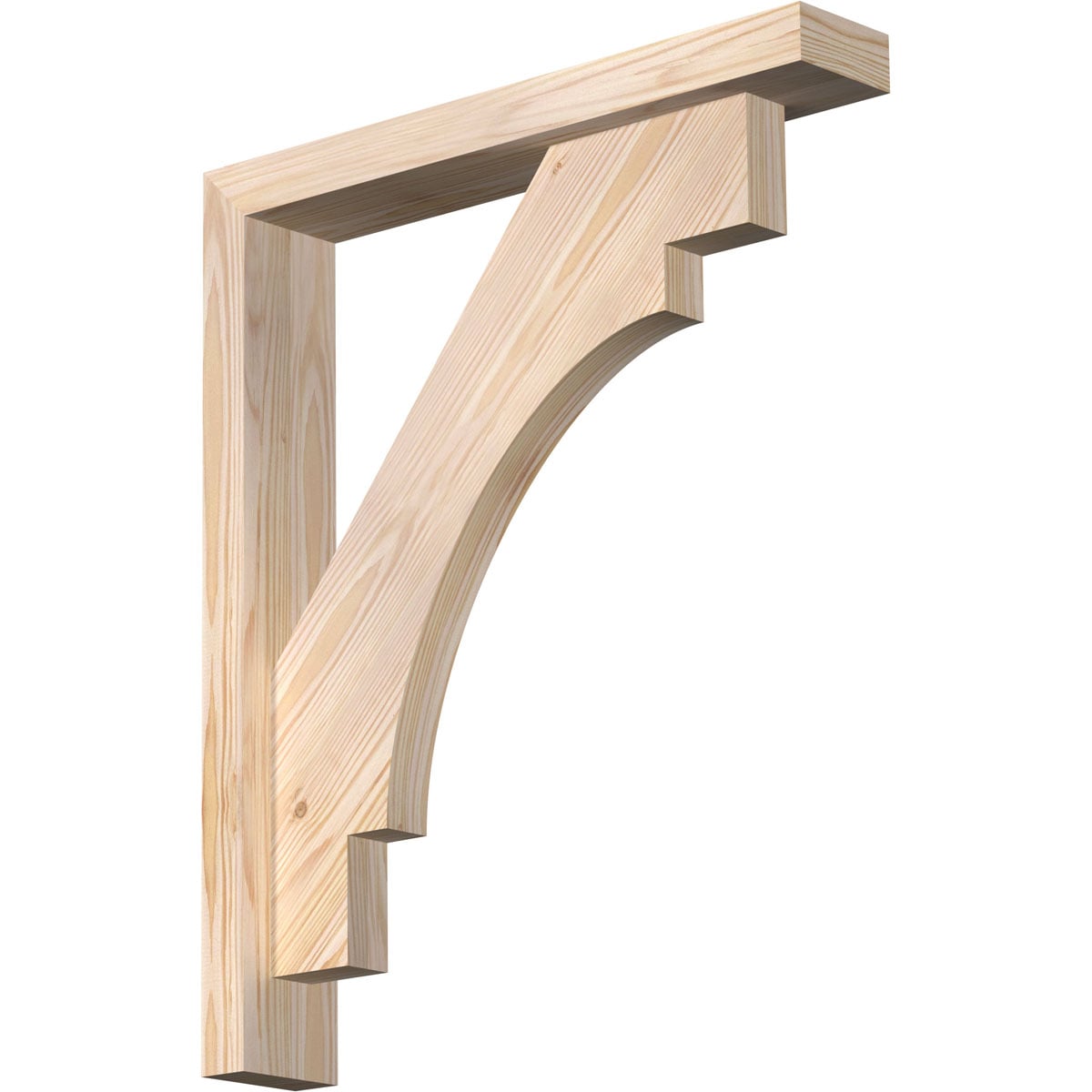 Ekena Millwork 1463317 Merced Block Smooth Bracket with Offset Brace 3-1/2-in x 20-in x 24-in Douglas fir Brown Wood Standard bracket