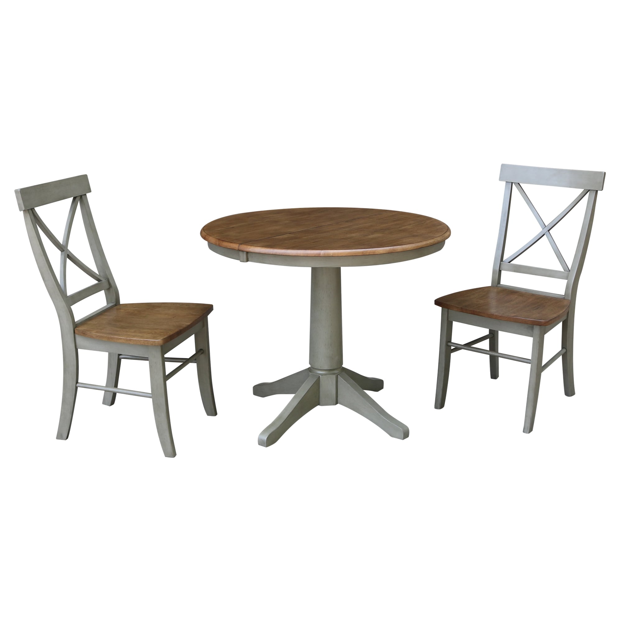 International Concepts K41-36RXT-27B-C613-2 Distressed hickory/stone Traditional Dining Room Set with Round Table ( Seats 4 )