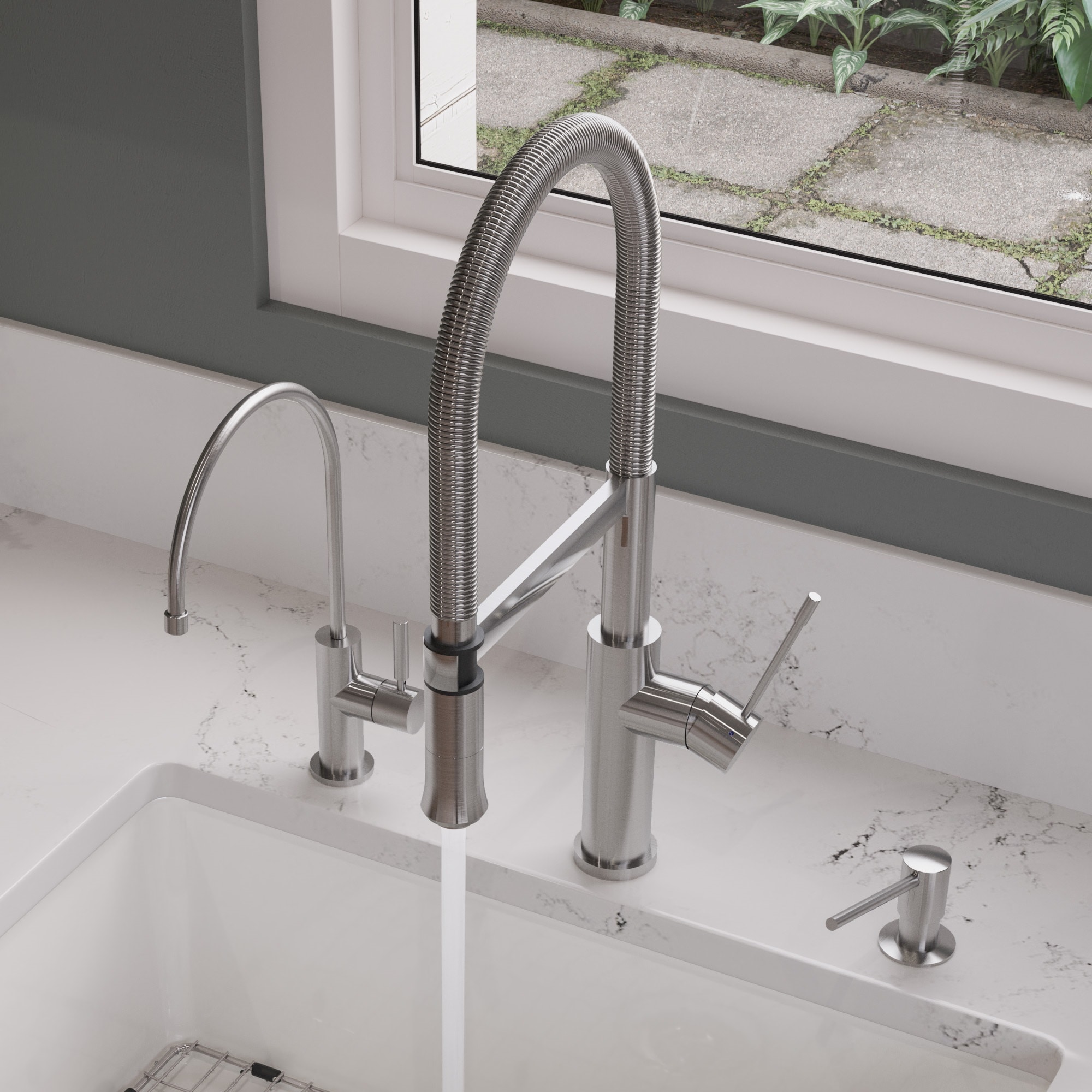 Modern Brushed Stainless Steel Soap Dispenser with 4-1/3" Spout