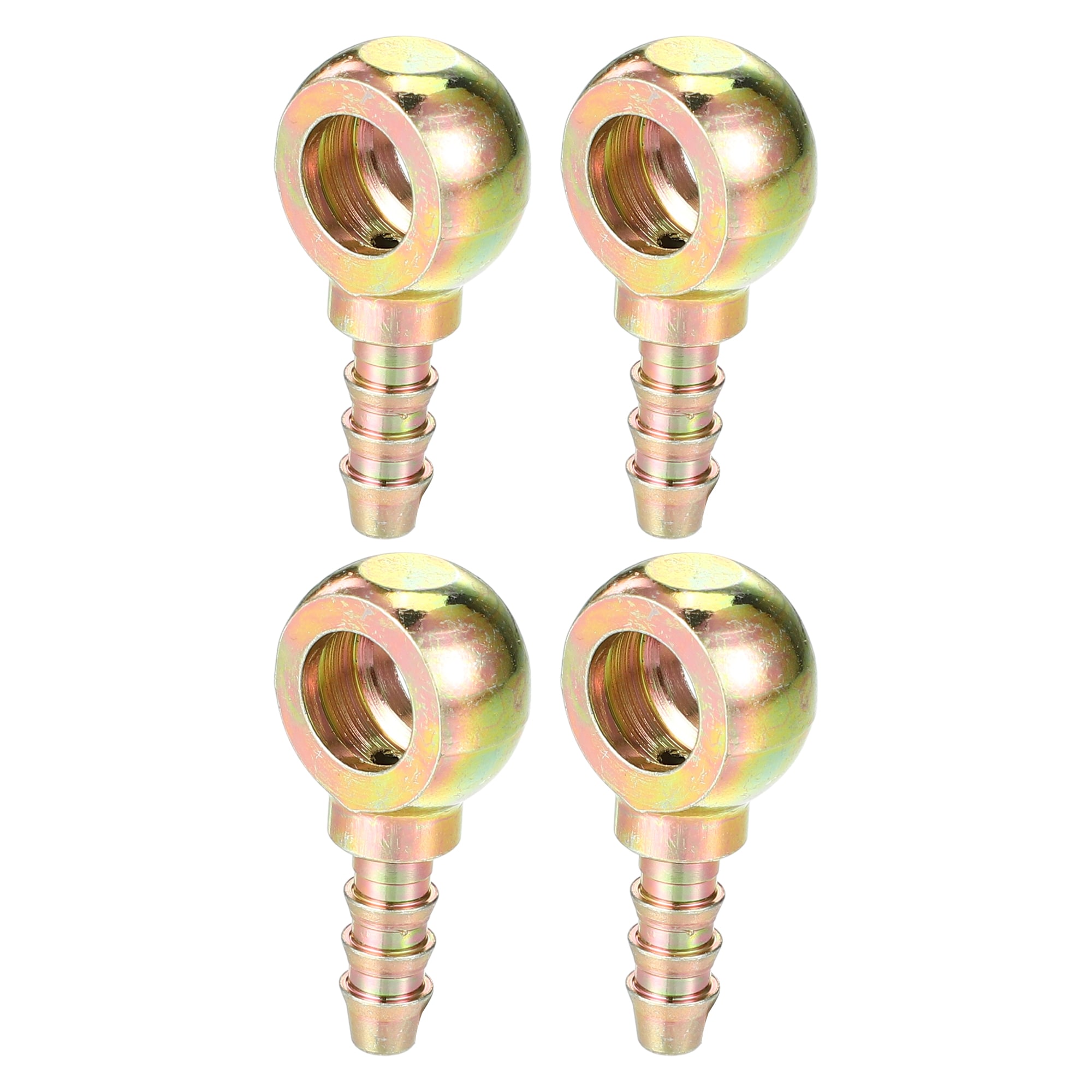 Unique Bargains Banjo Bolt Hose Barb Fitting / Inner Brake Fuel Line Fitting Adapter for Car Motorcycle / Durable Metal 8mm ID 6mm OD / 4pcs Bronze Tone