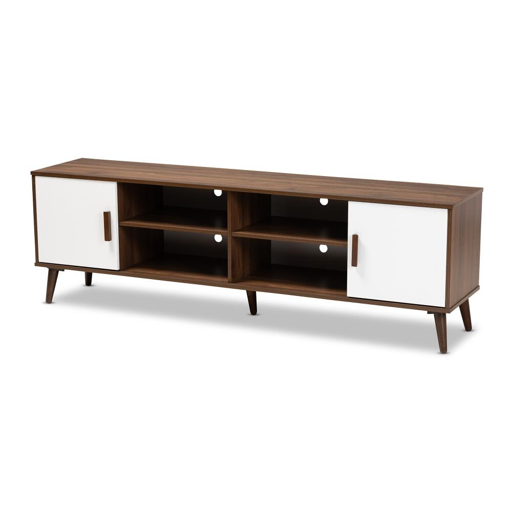 Baxton Studio Quinn Modern Contemporary Walnut White Tv Stand