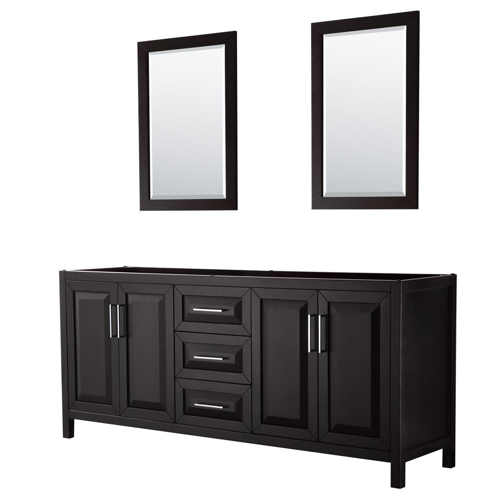 Wyndham Collection WCV252580DDECXSXXM24 Daria 80-in Dark Espresso with Polished Chrome Trim Bathroom Vanity Base Cabinet without Top (Mirror Included)