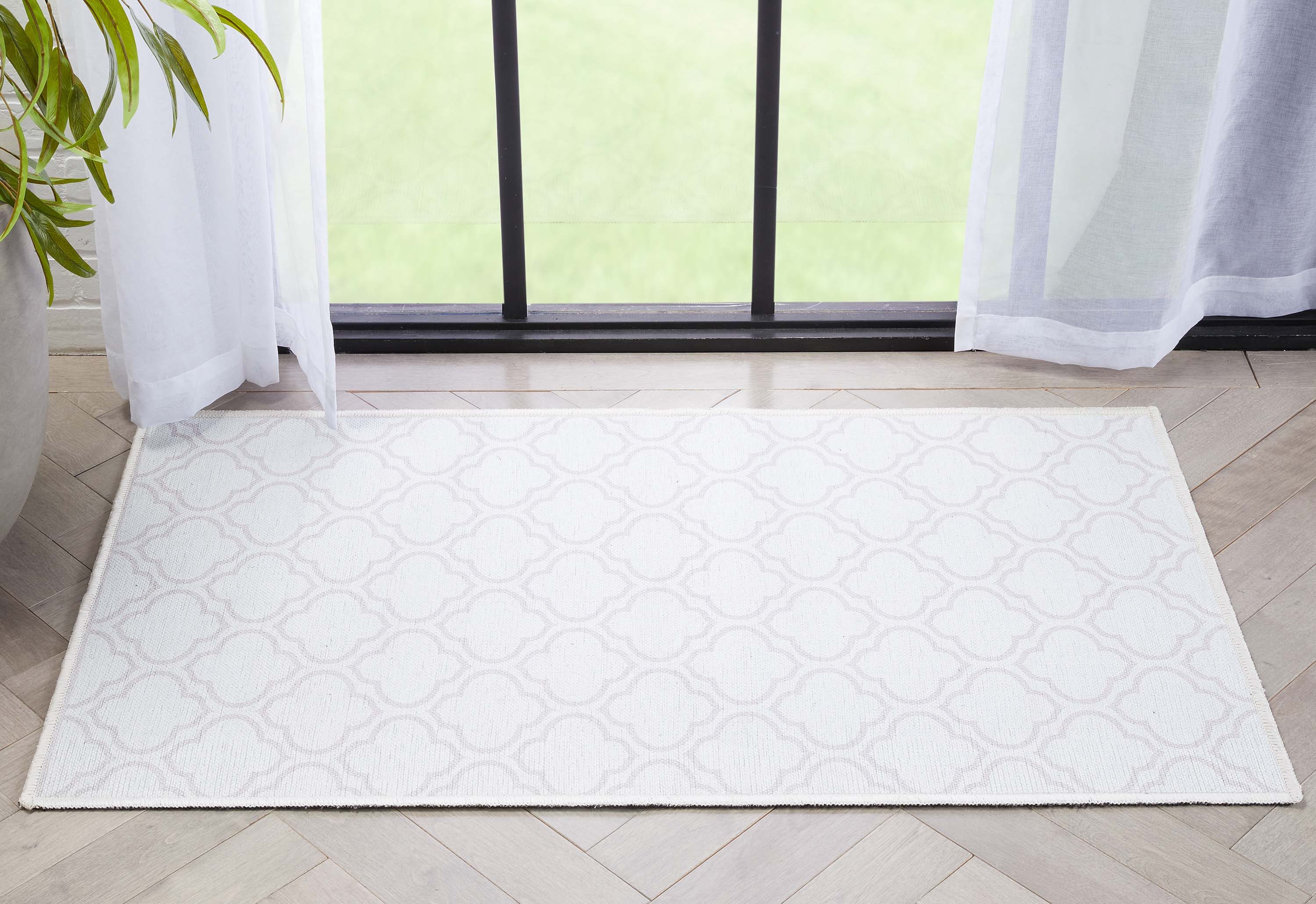 Well Woven W-MR-04C-3 2 x 3 (ft) Flatweave Polyester Ivory Rectangular Indoor Tribal Moroccan Machine washable Area rug