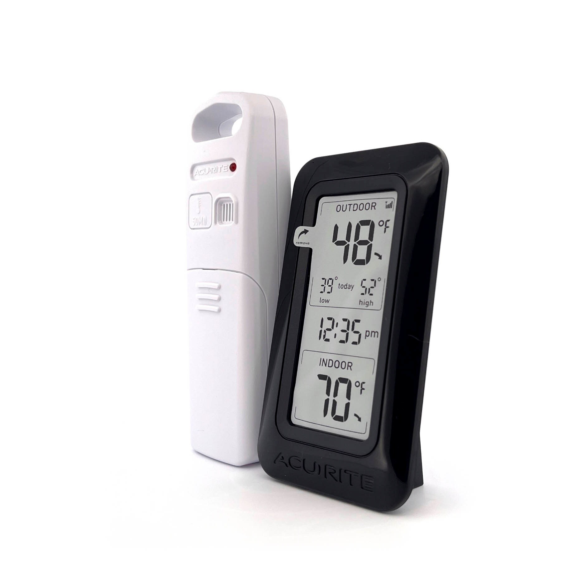 AcuRite 00891w Indoor Outdoor Digital Thermometer With Humidity Gauge & Clock 