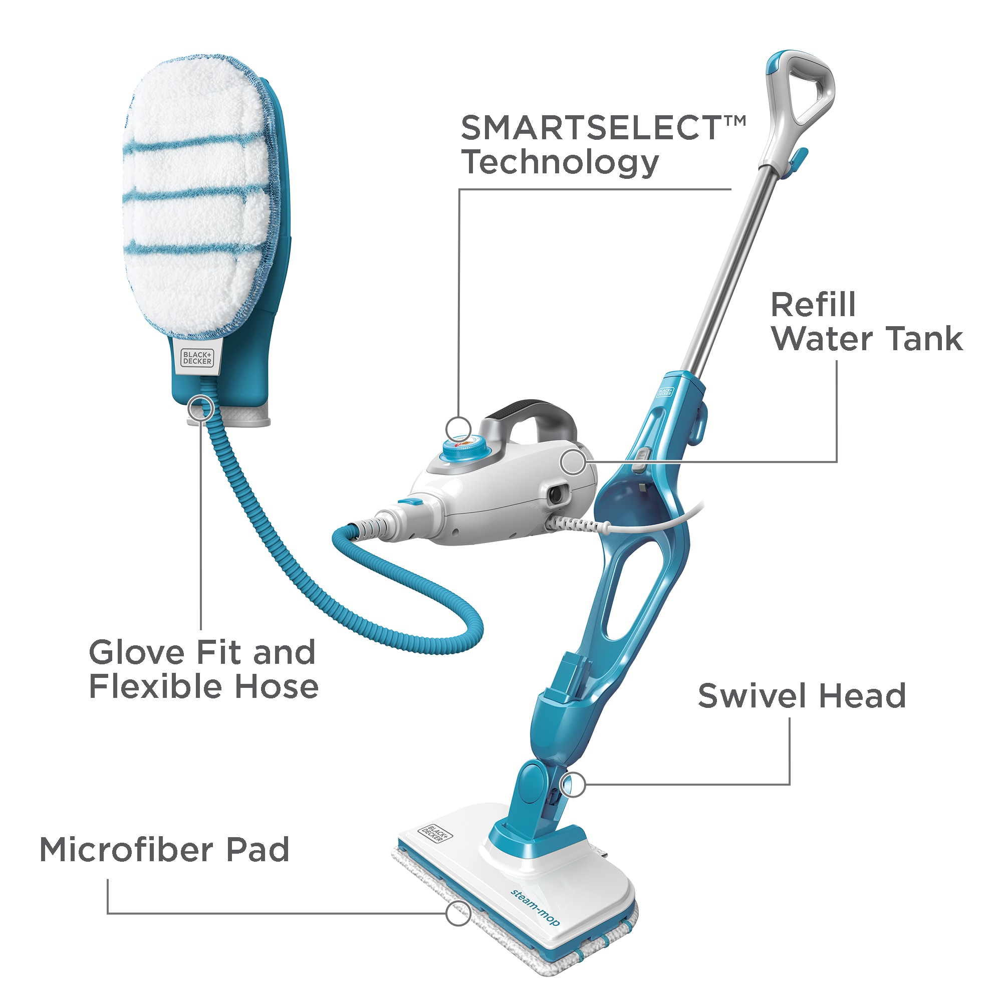 BLACK+DECKER 7in1 3-Speed Upholstery Garment Multipurpose Steam Cleaner in  the Steam Cleaners & Mops department at