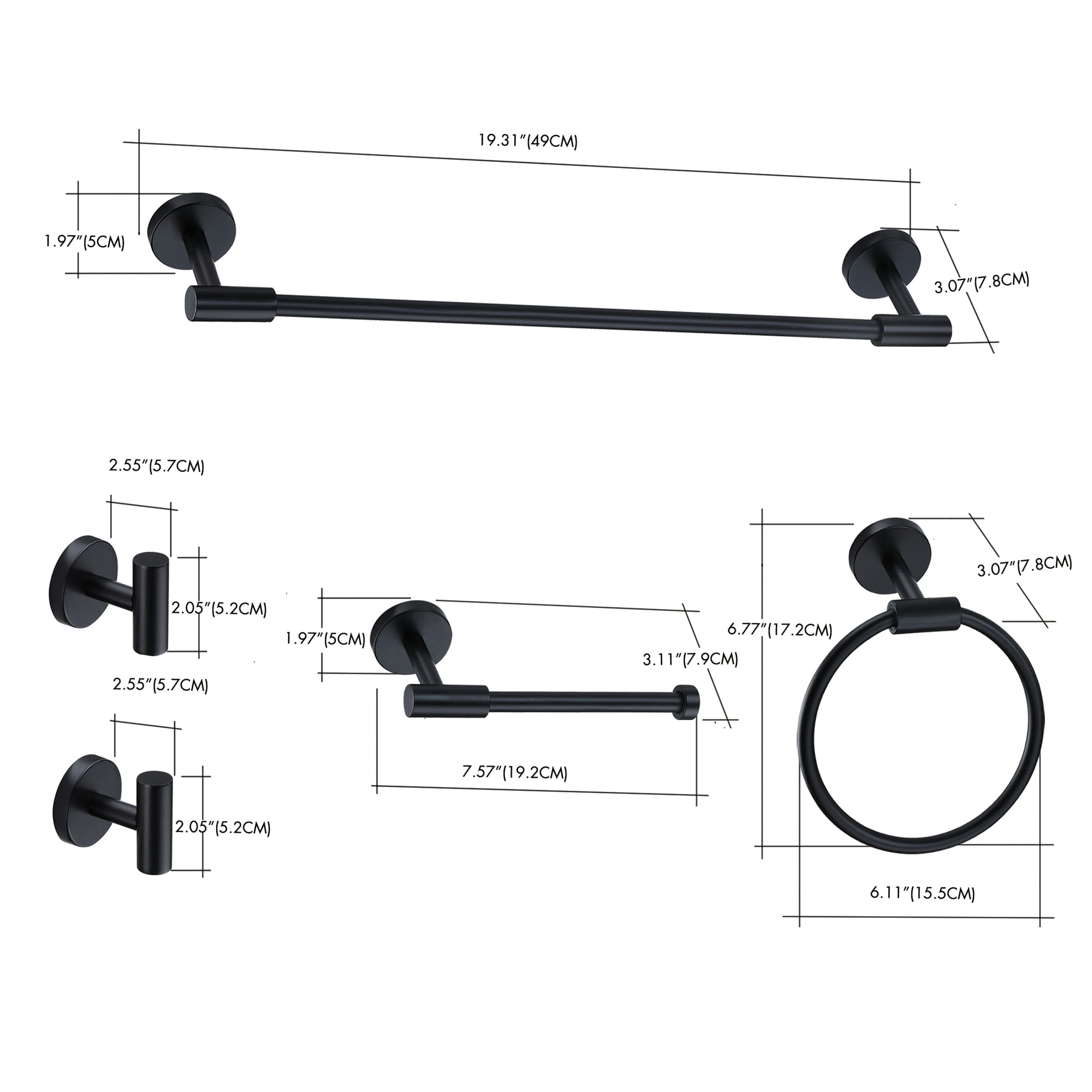 FAYMART LIGHTING FLB16918-TB-BK Decorative-Bath-Hardware-Kits - View #2