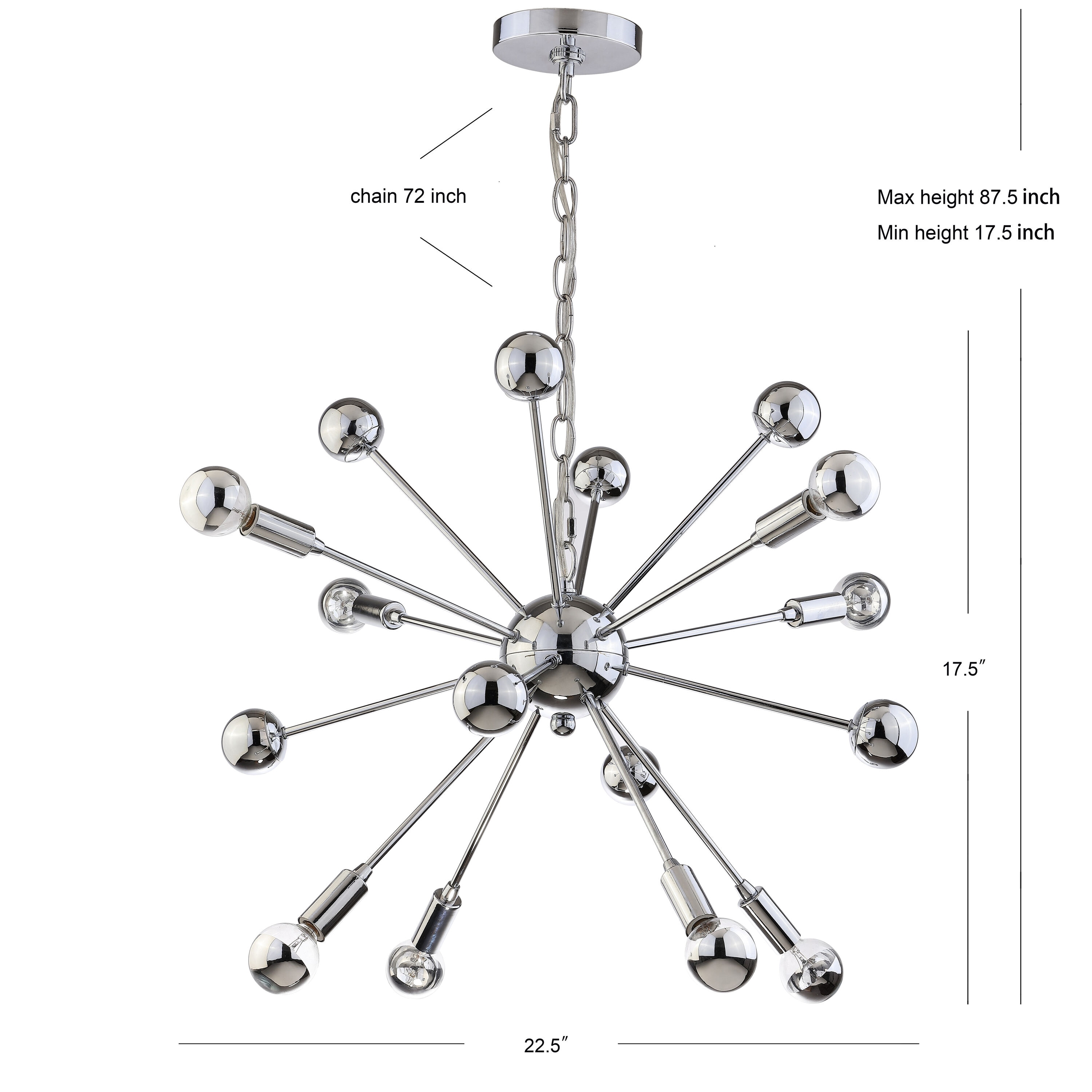 22.5" Chrome Metal Sputnik-Style LED Chandelier