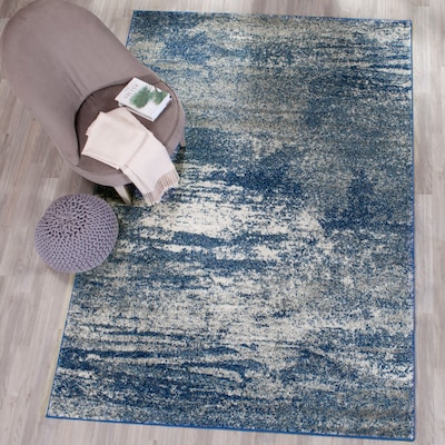 Safavieh Evoke Sorente 2 x 9 Navy/Ivory Indoor Abstract Industrial Runner Safavieh Evoke Sorente 2 x 9 Navy/Ivory Indoor Abstract Industrial Runner