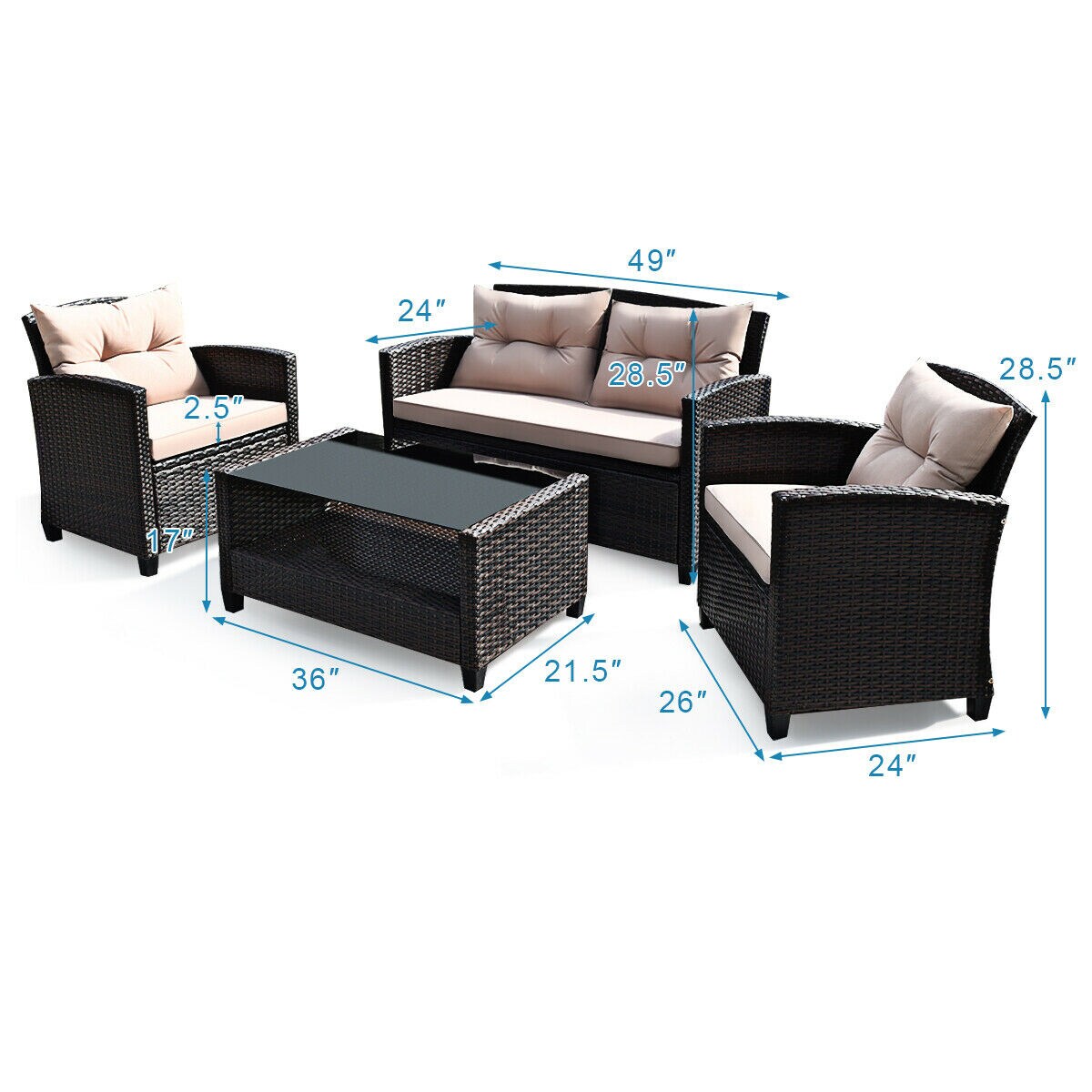 WELLFOR OUZN68659BBN+ Patio-Conversation-Sets - View #7