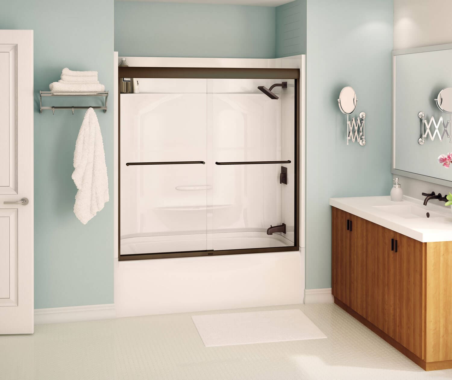 MAAX 135661-900-172-000 Aura Dark Bronze 55-in to 59-in W x 57-in H Semi-frameless Sliding Bathtub door