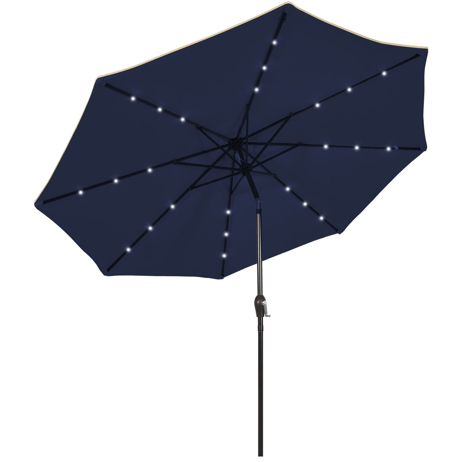 Forclover HYFC-UM705OR 9-ft Steel Blue Crank Market Patio Umbrella with Lights