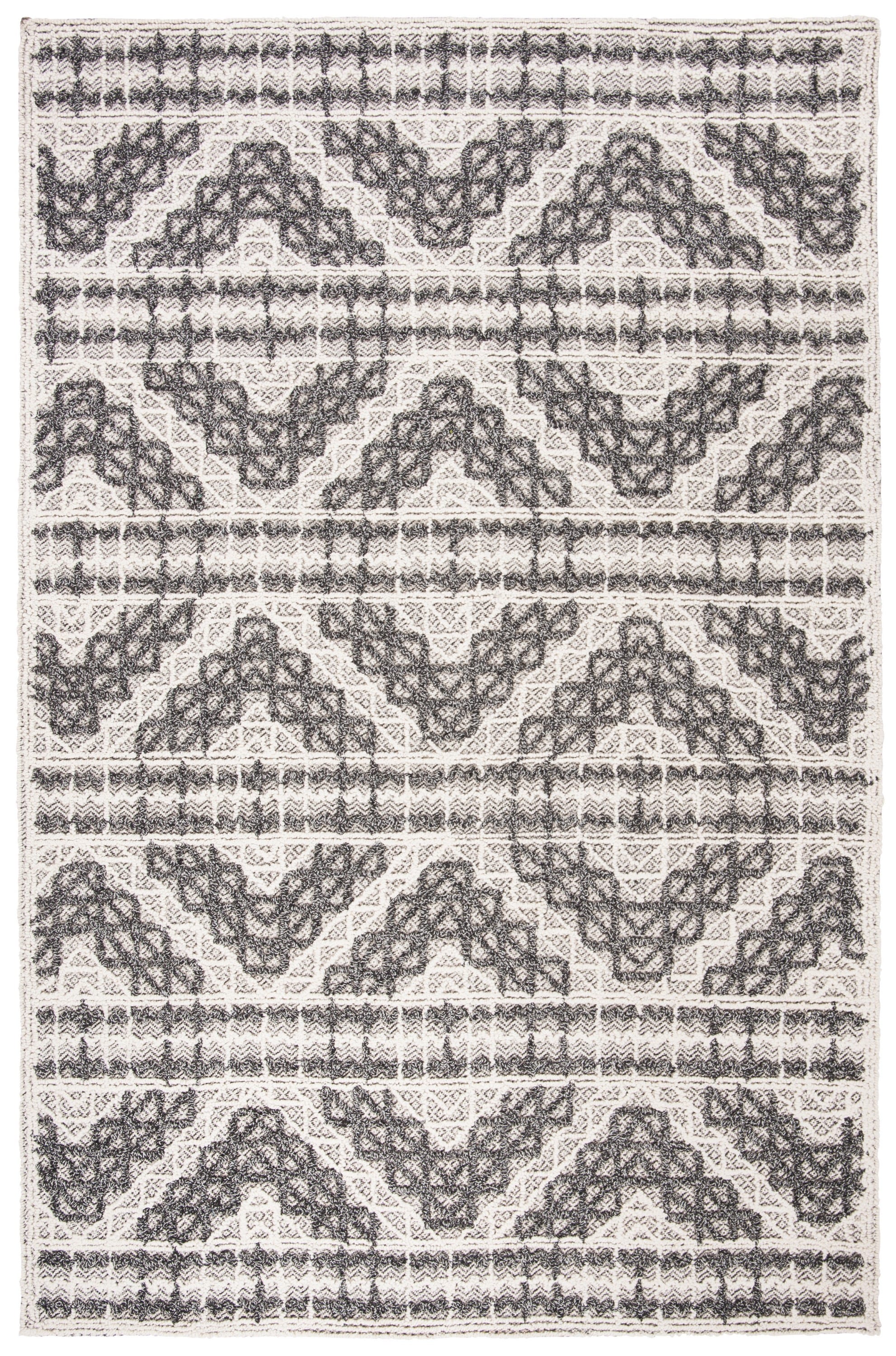 Hand-Tufted Gray and Charcoal Wool Rectangular Area Rug 4' x 6'