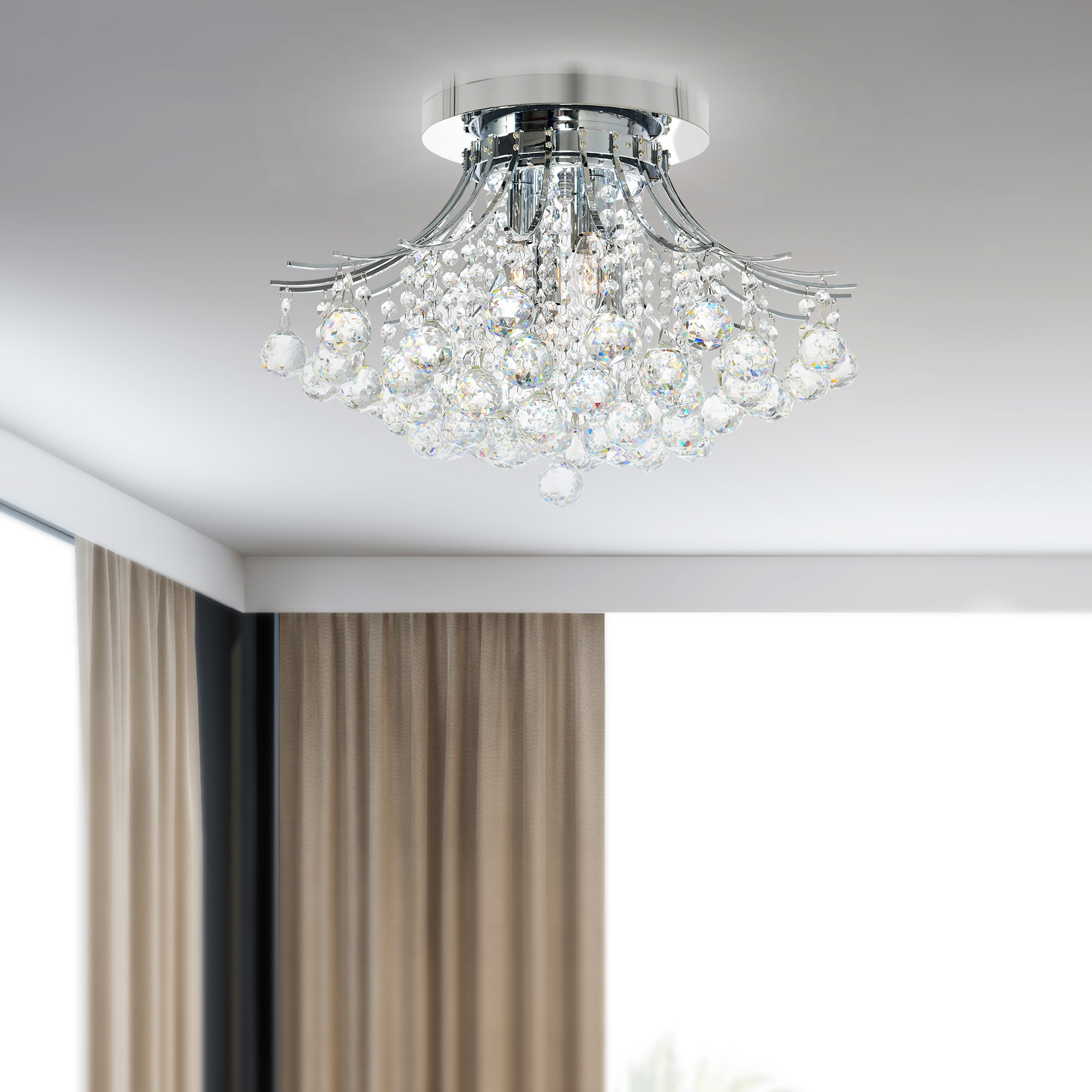 CWI Lighting 8012C20C Princess 6 -Light 20-in Chrome Flush Mount Light