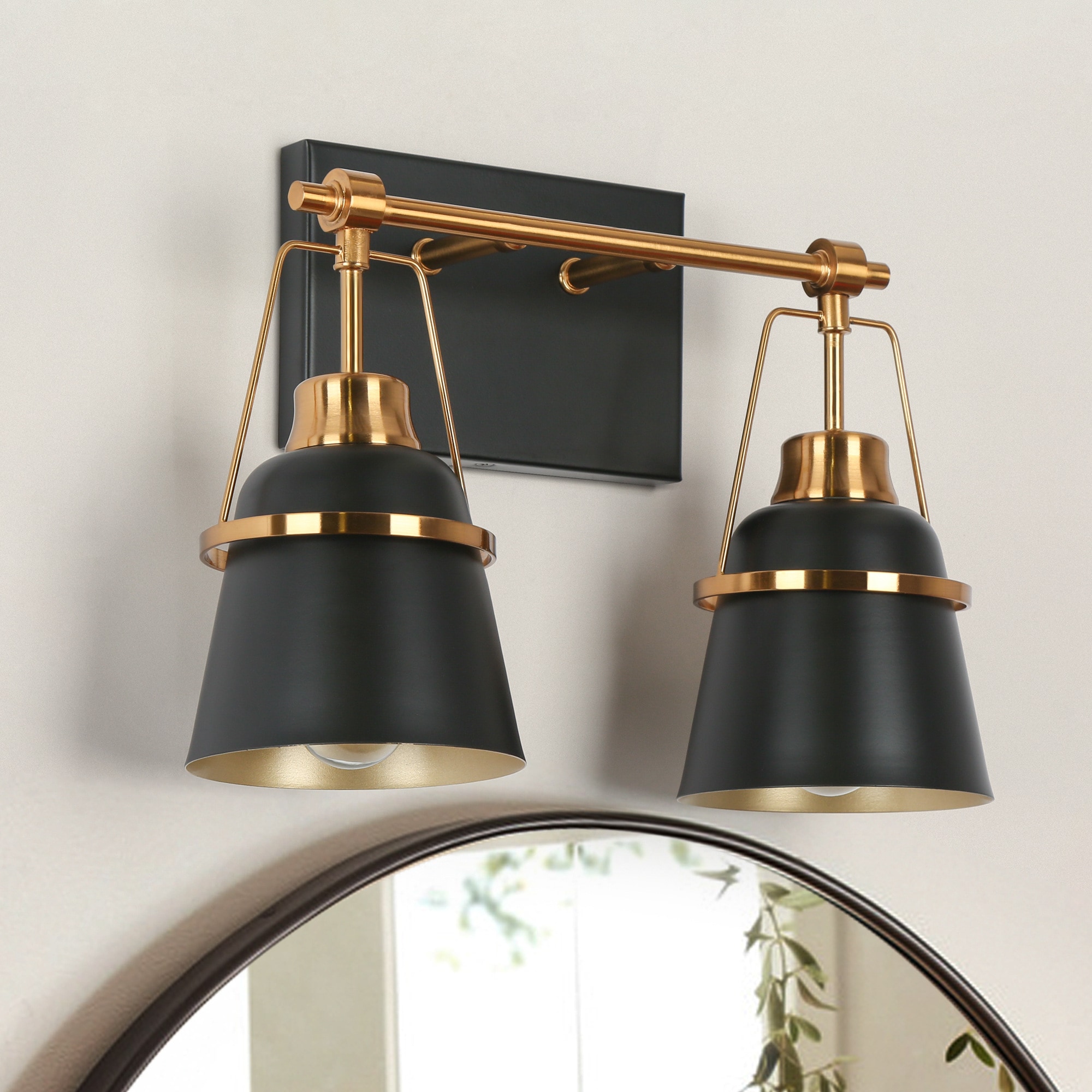 Uolfin Y2QF32-LWS252W2-Q8 13.5-in W 2 -Light Matte Black Wall Sconce