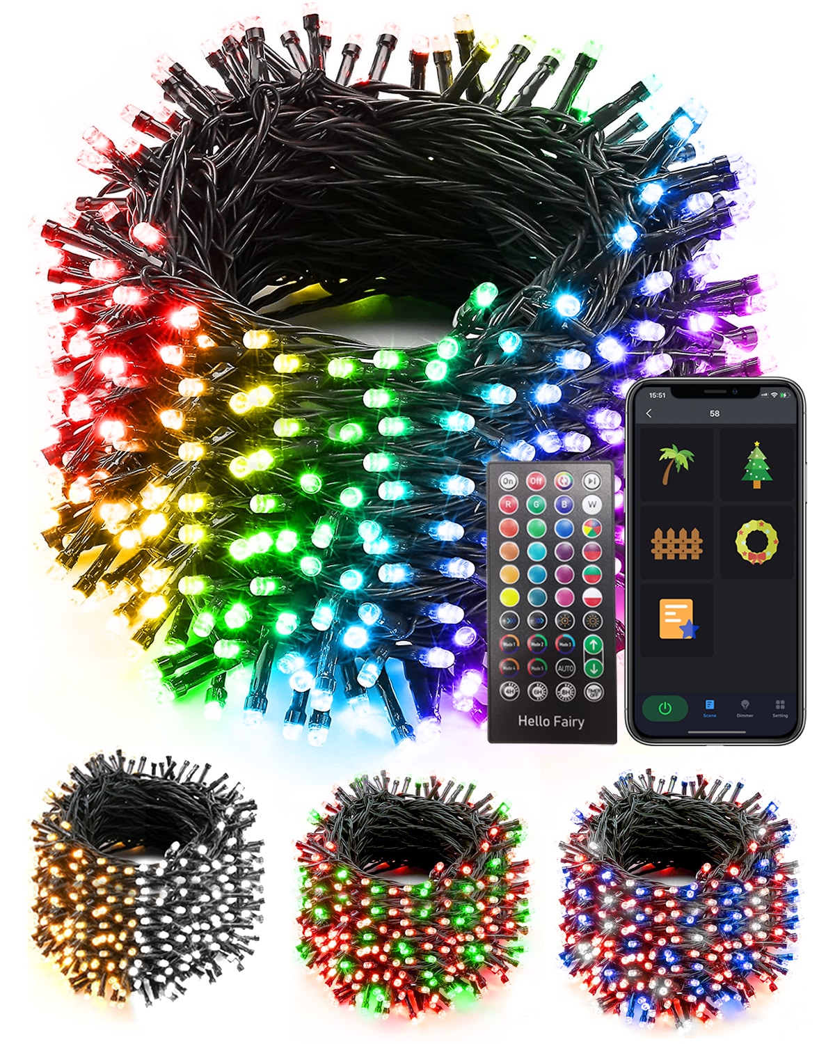 Avatar Controls ASL09-66 200 -Count 65.6-ft Multi-function Multicolor LED Plug-In Indoor Christmas String Lights Timer