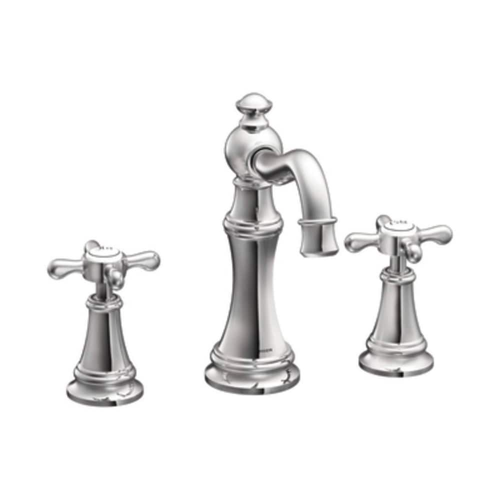 Moen Weymouth Polished Chrome Widespread 2 Handle WaterSense Bathroom   44151423 