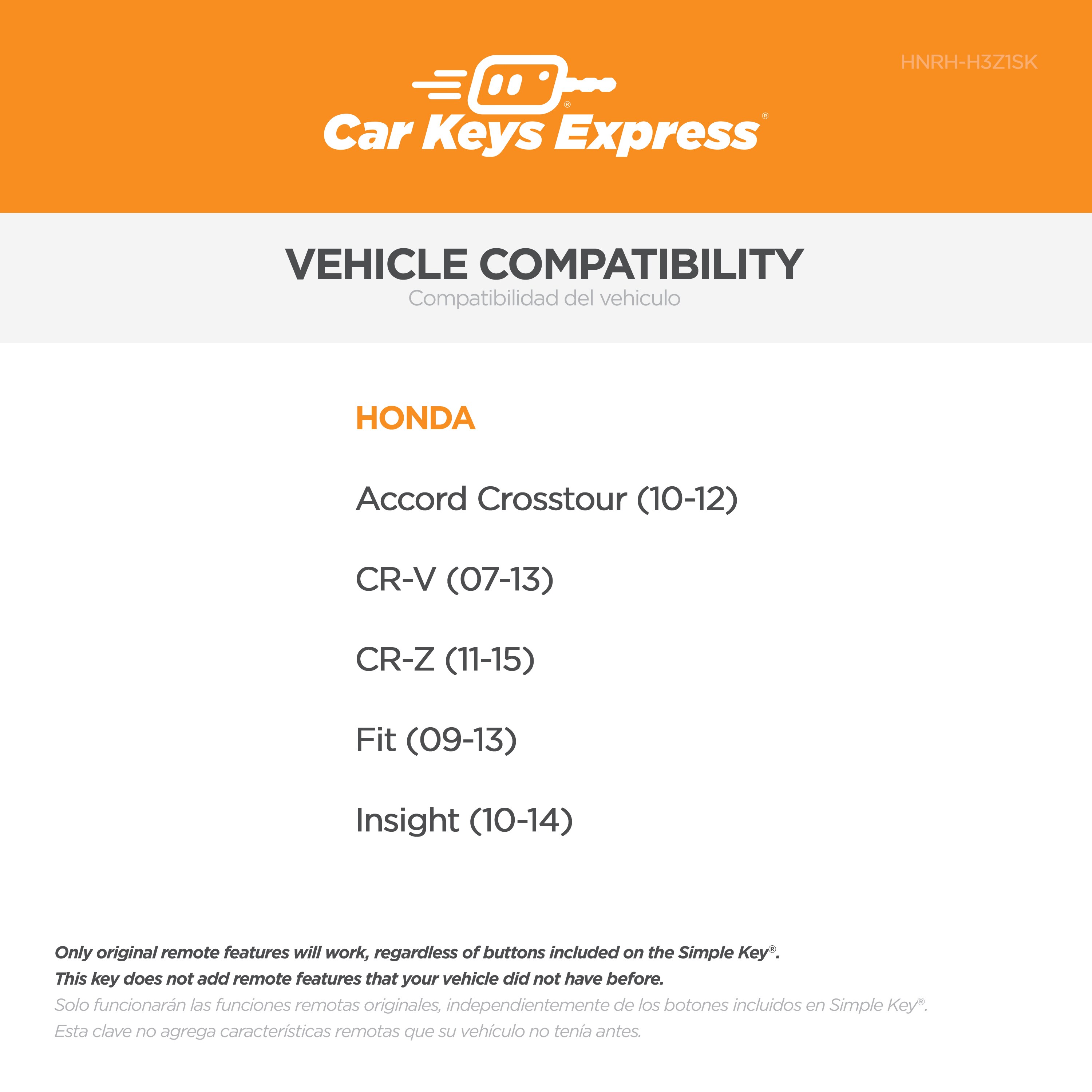 Car Keys Express HNRH-H3Z1SK c060438 - View #2